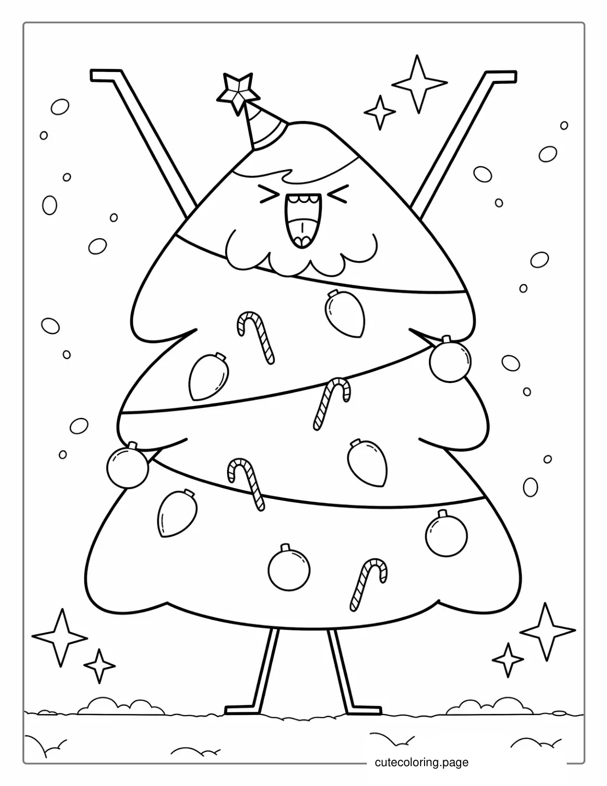 Dancing Christmas Tree Coloring Sheet coloring page