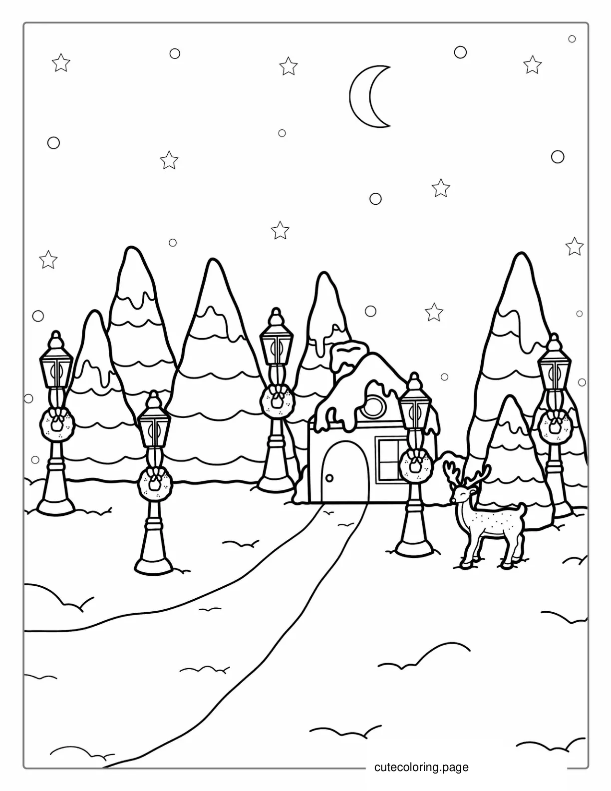 North Pole Christmas Tree Coloring Page coloring page