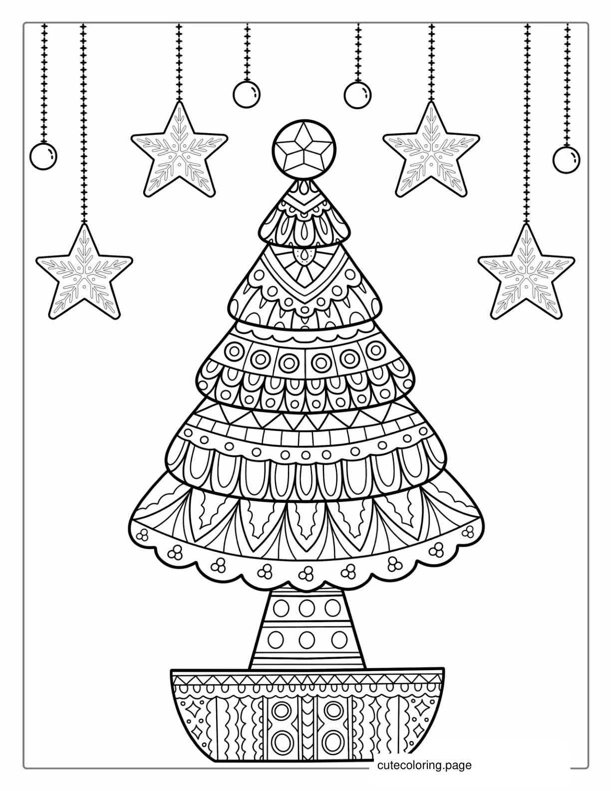 Relaxing Christmas Tree Mandala coloring page