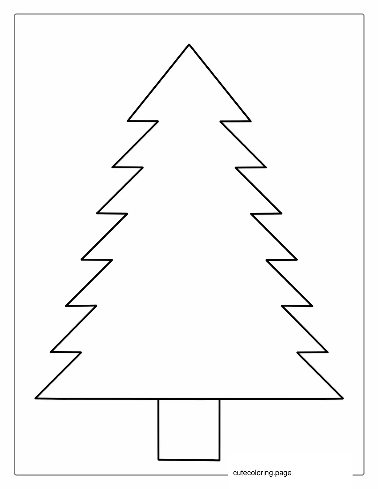 Simple Outline Of Christmas Tree Template To Color For Toddlers coloring page