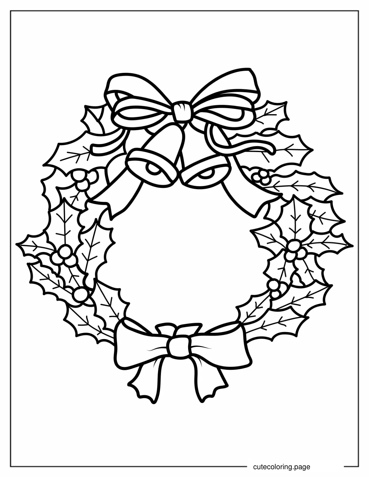 Coloring Page Of a Mistletoe Christmas Wreath coloring page