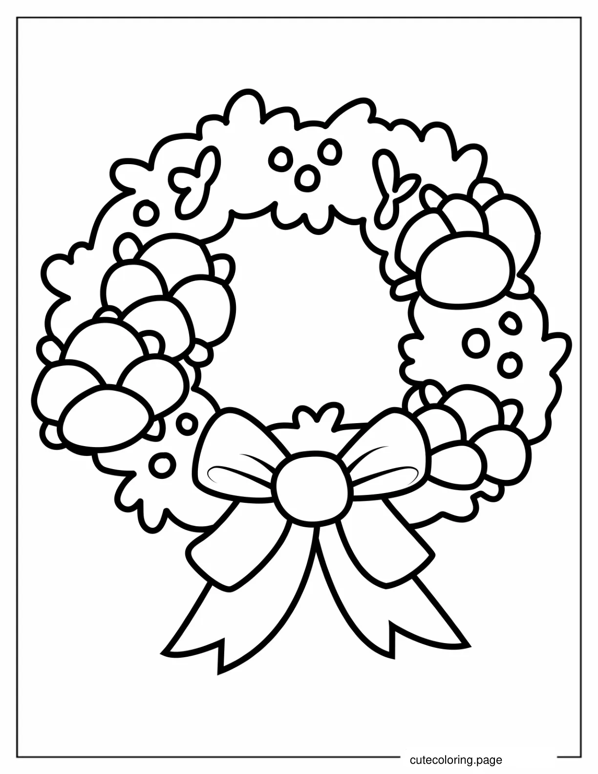 Coloring Sheet Of a Christmas Wreath For Kids coloring page