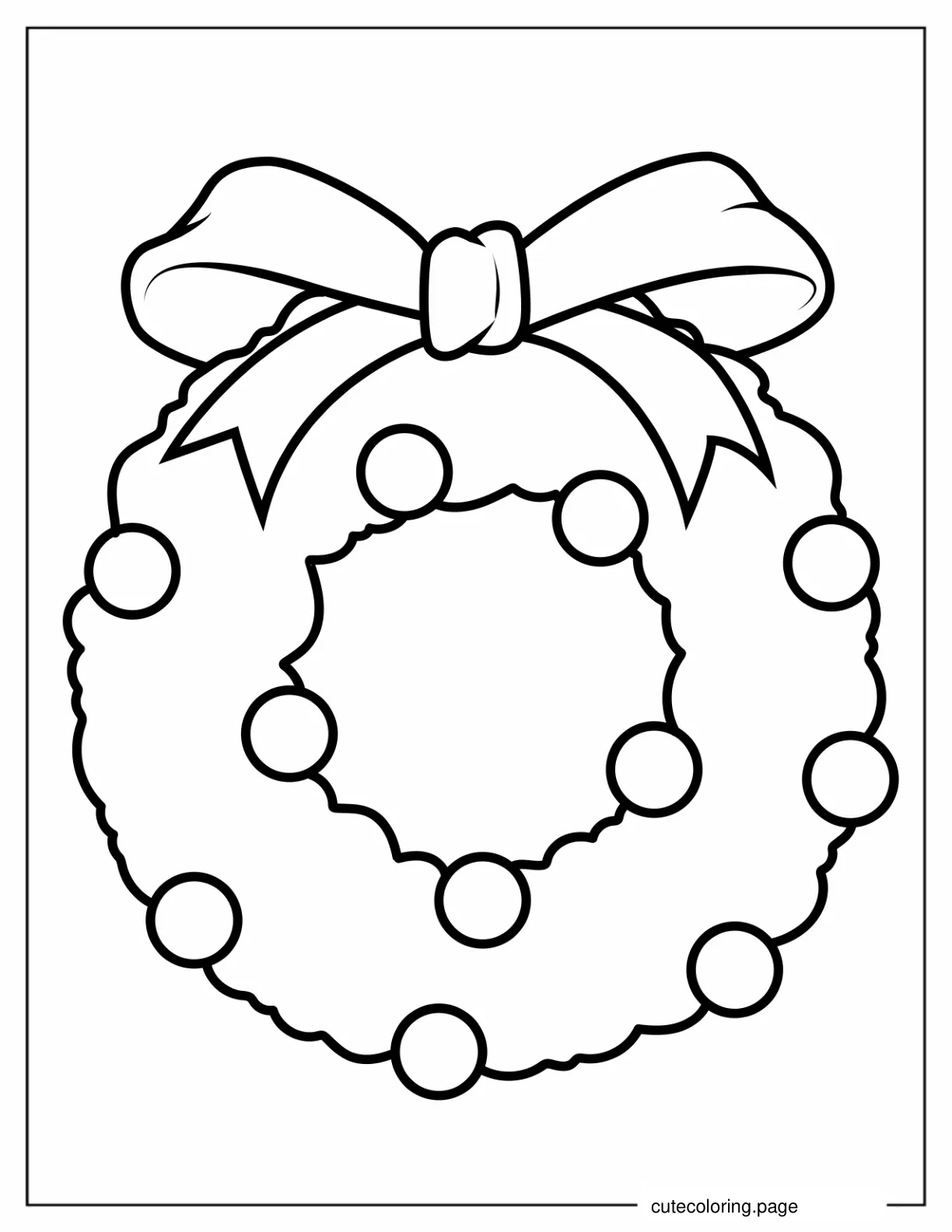 Easy Christmas Wreath To Color For Preschoolers coloring page