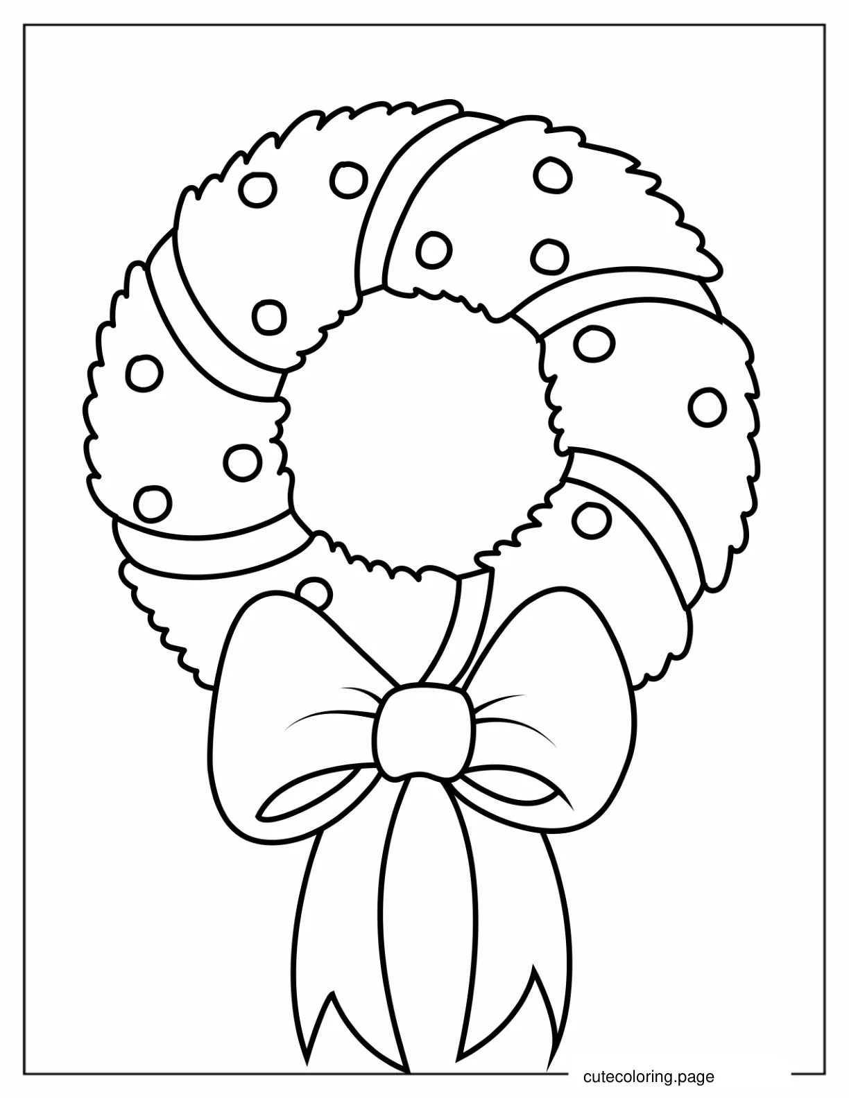 Easy Christmas Wreath To Color In For Toddlers coloring page