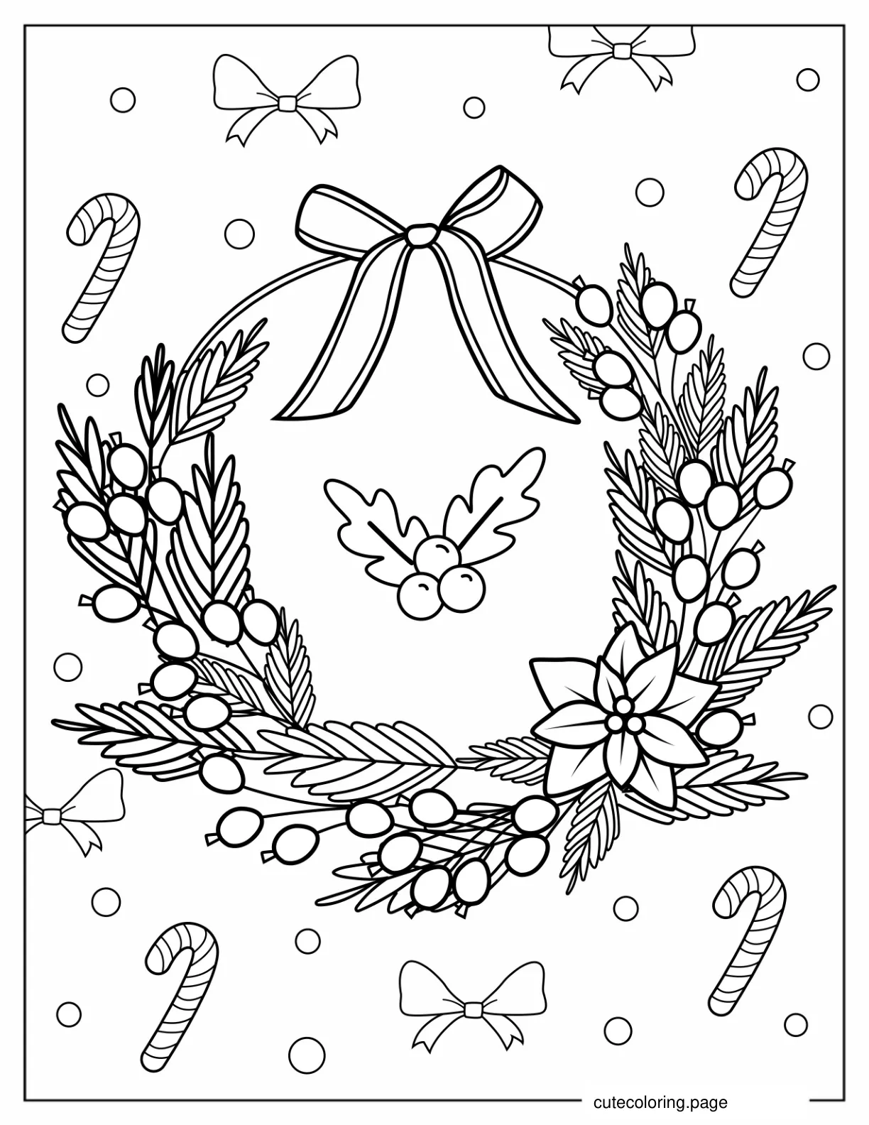 Festive Christmas Wreath Coloring Sheet coloring page