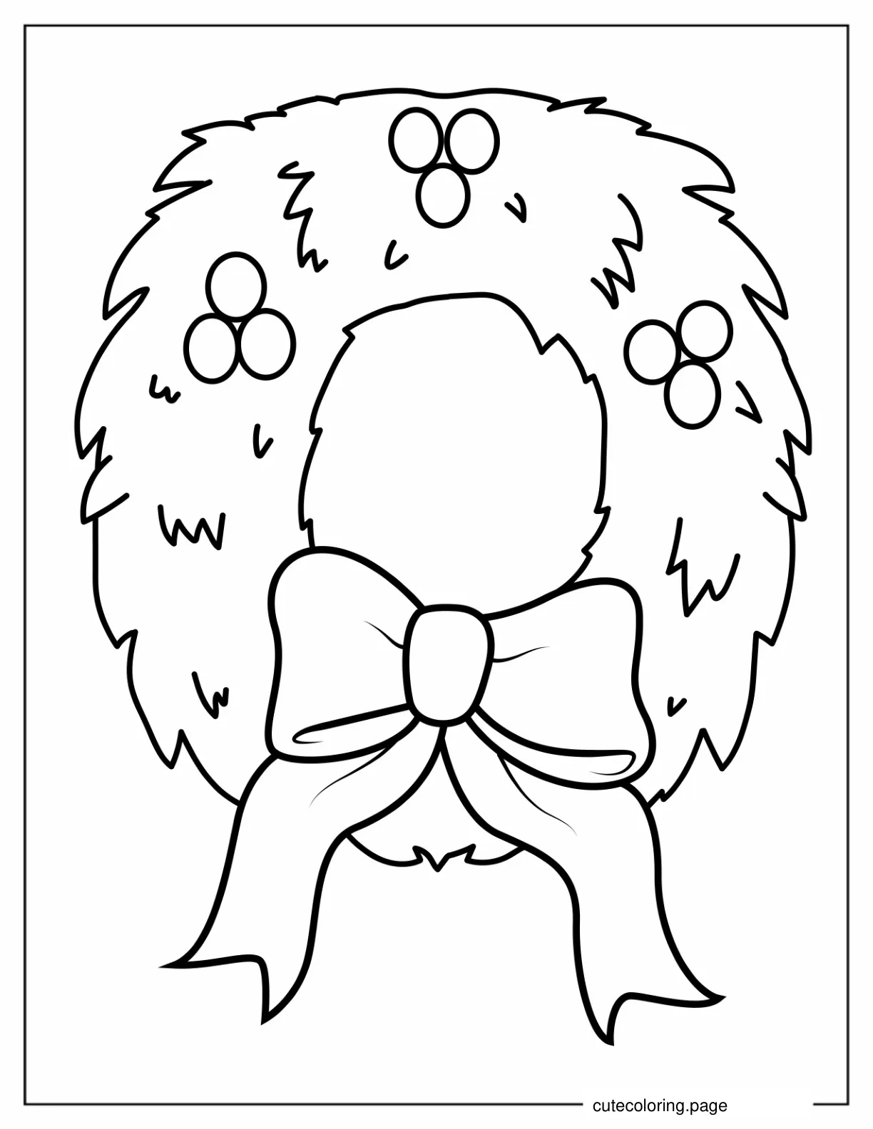 Kid Friendly Christmas Wreath To Color coloring page