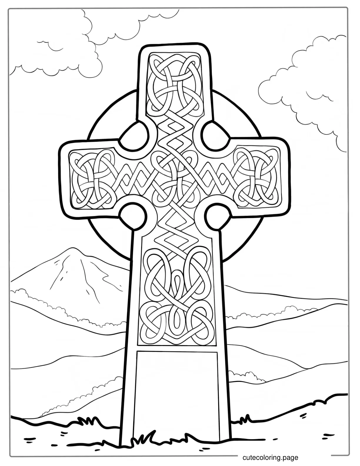 Celtic Cross Coloring Sheet For Kids coloring page