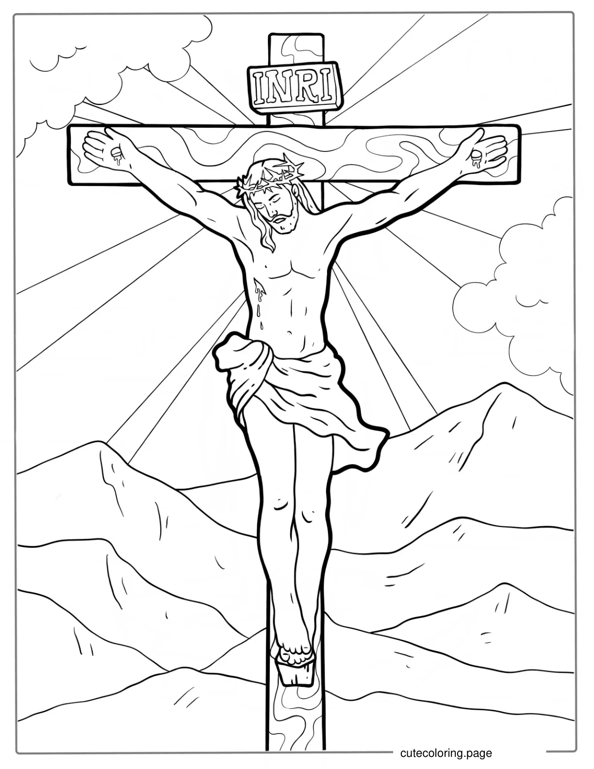 Crucifixion of Jesus On The Cross Coloring coloring page