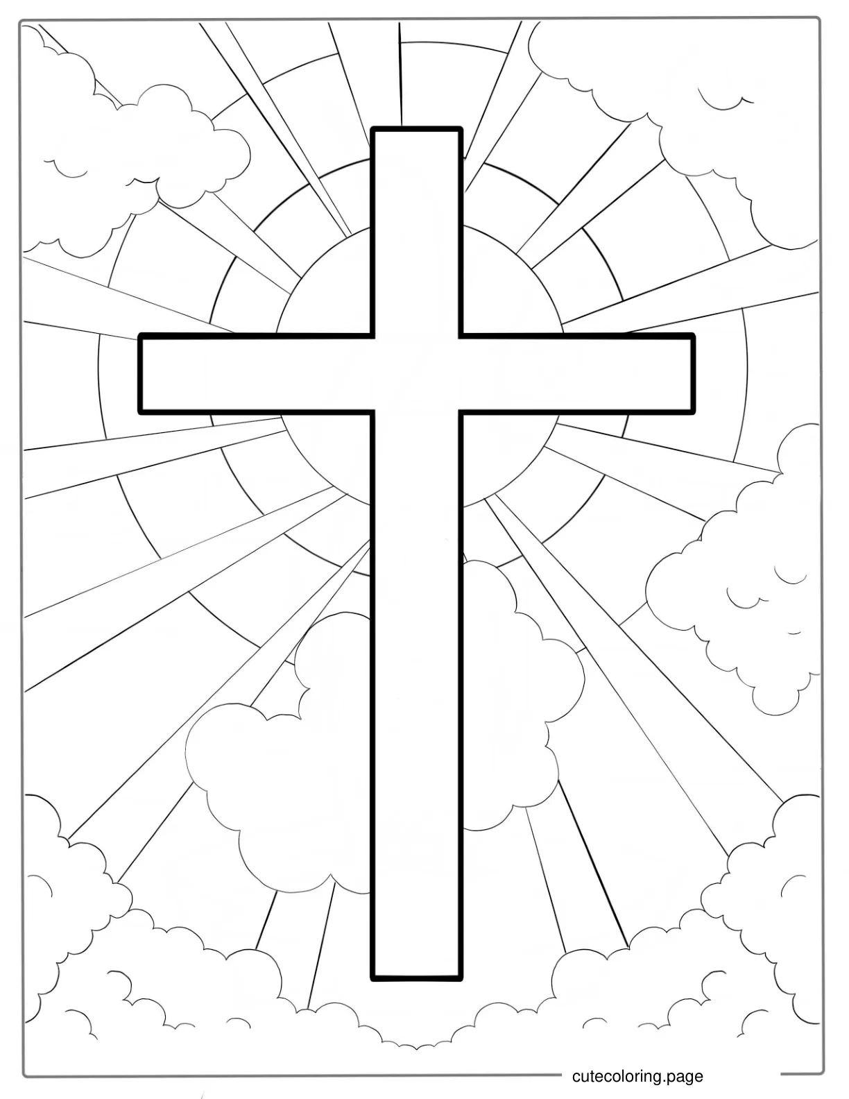 Easy Sunday School Cross For Coloring coloring page