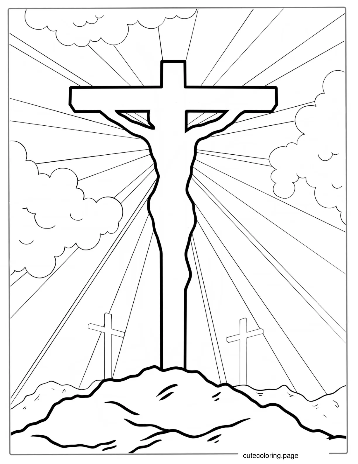 Jesus Christ On Cross Coloring For Kids coloring page