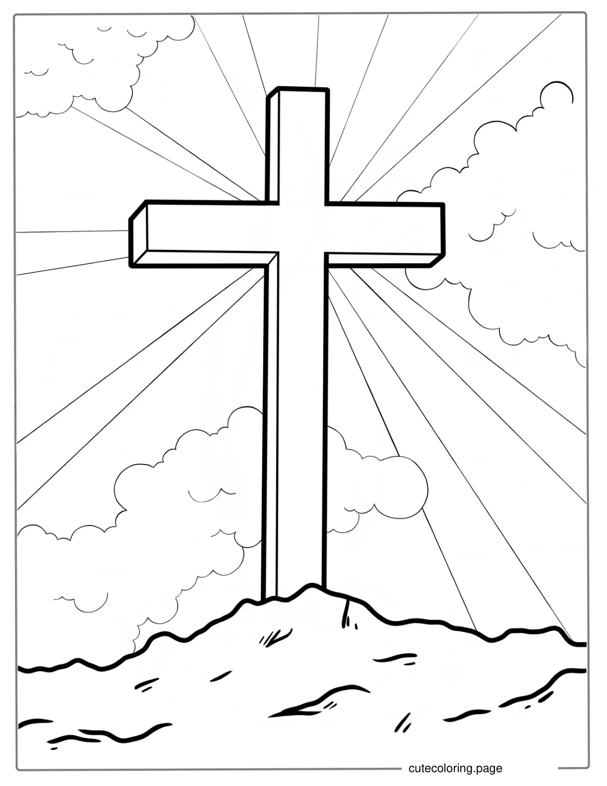 Outline Of Cross To Color For Preschoolers coloring page