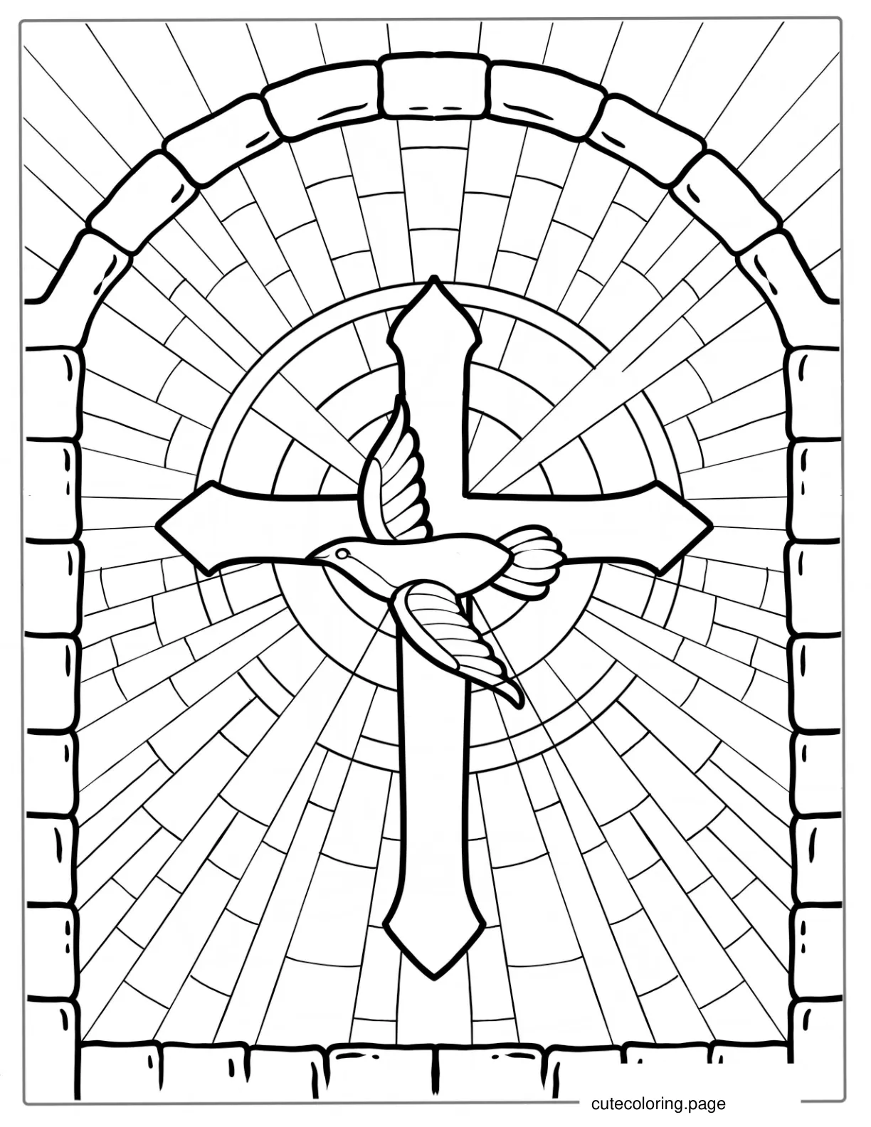 Stained Glass Cross Coloring Sheet coloring page