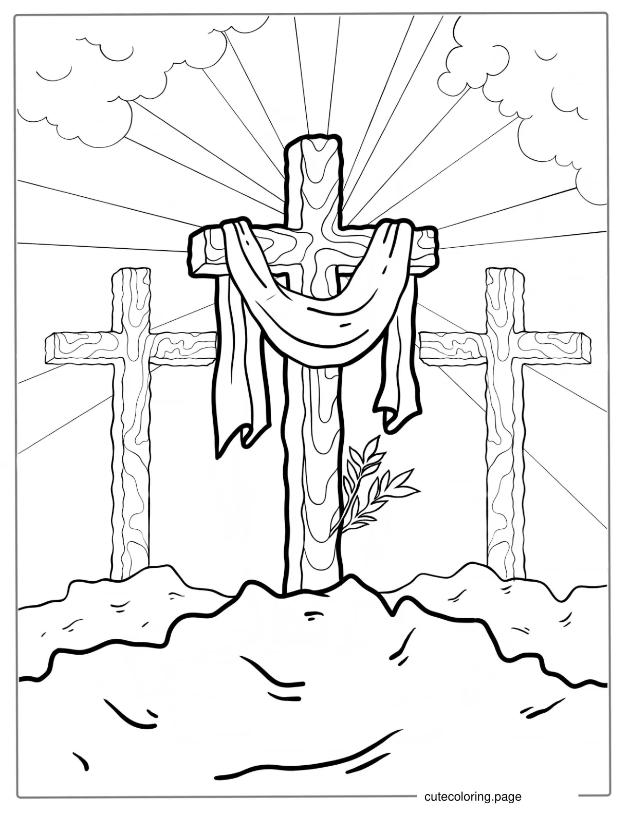 Three Wooden Crosses Coloring In coloring page