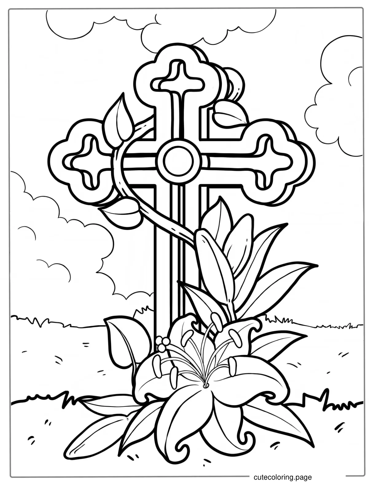 Traditional Style Cross Coloring Sheet coloring page