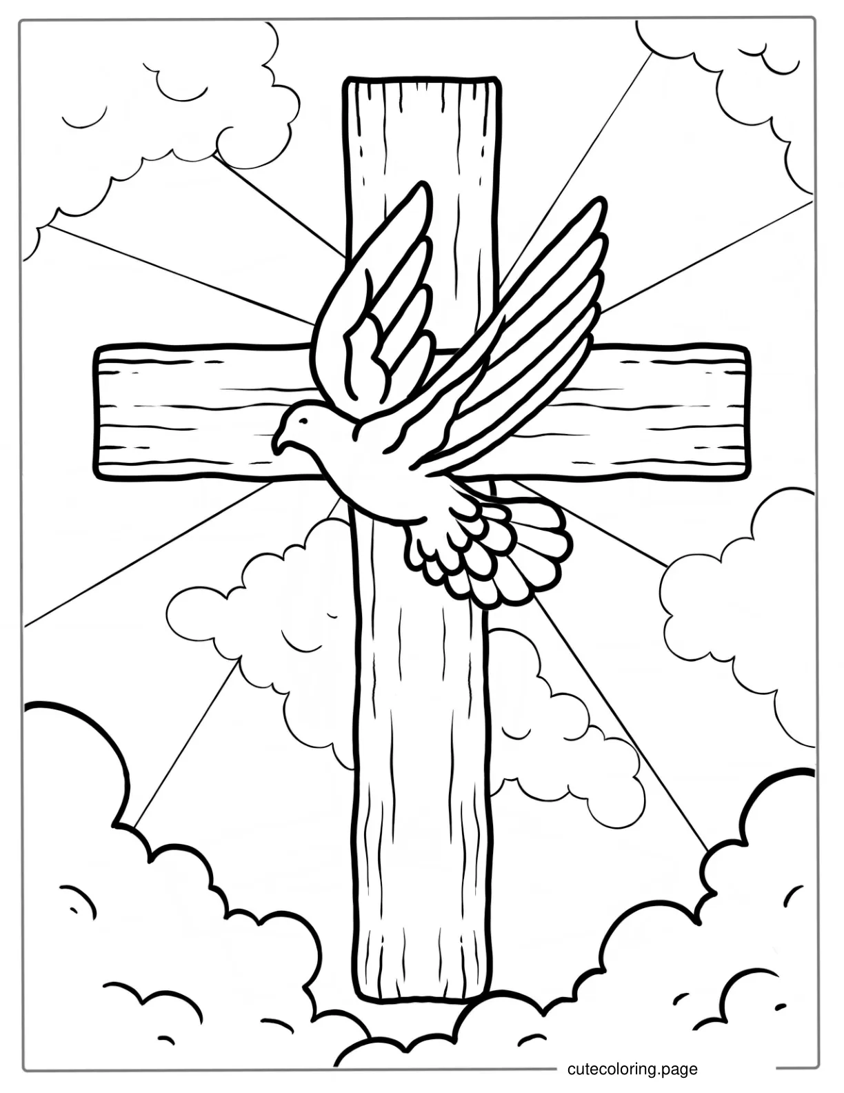 Wooden Cross With Peace Dove Coloring Sheet coloring page