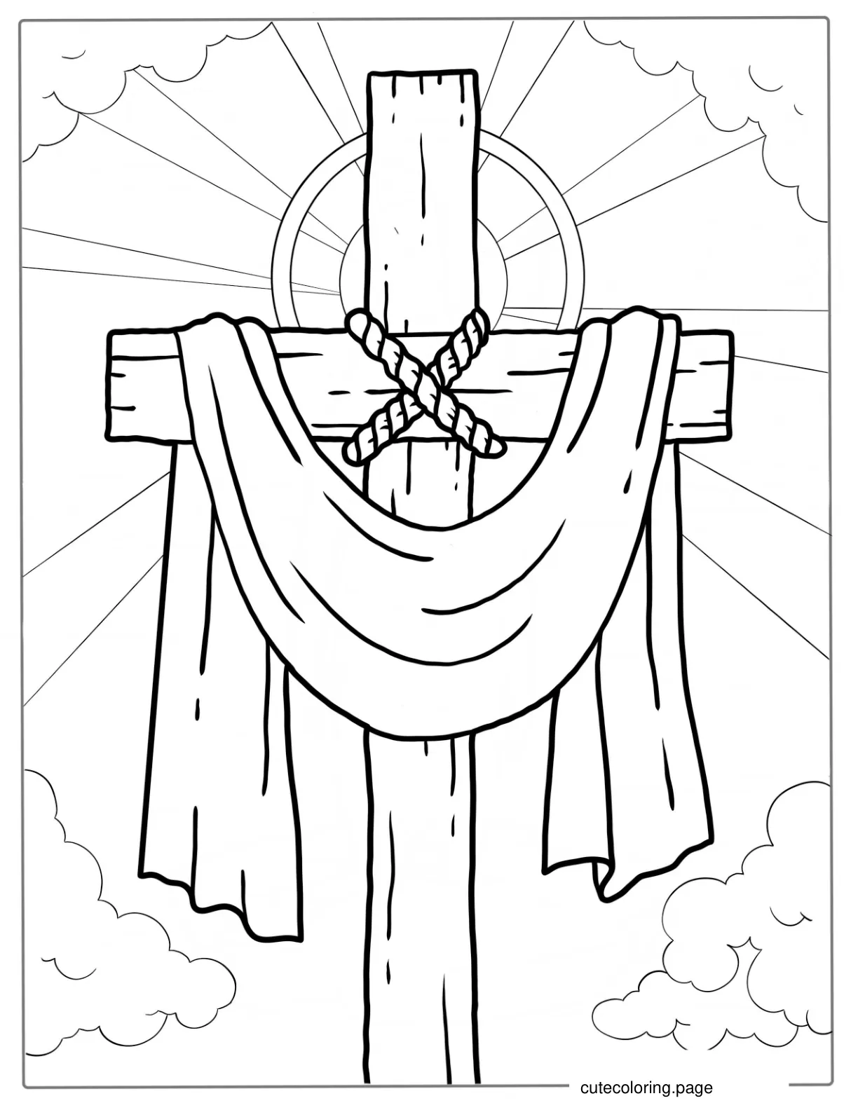 Wooden Easter Cross Coloring For Kids coloring page