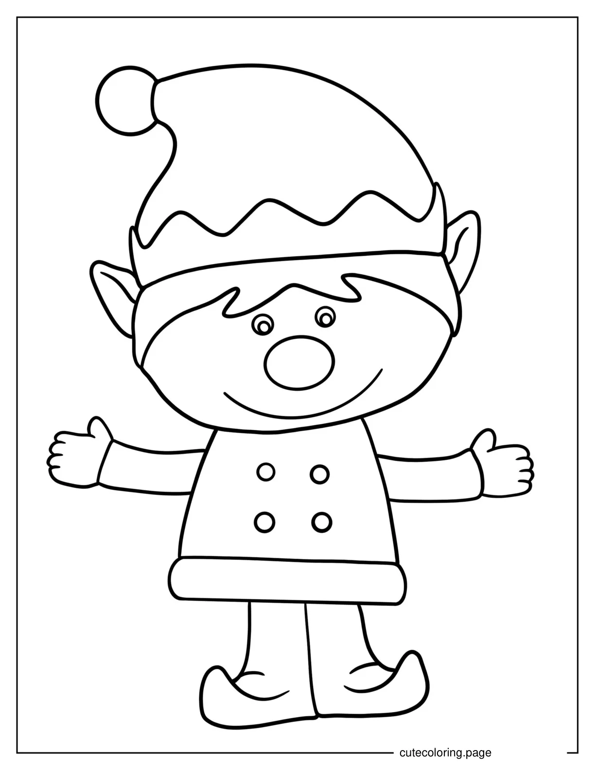 Easy Outline Of An Elf To Color For Kids coloring page