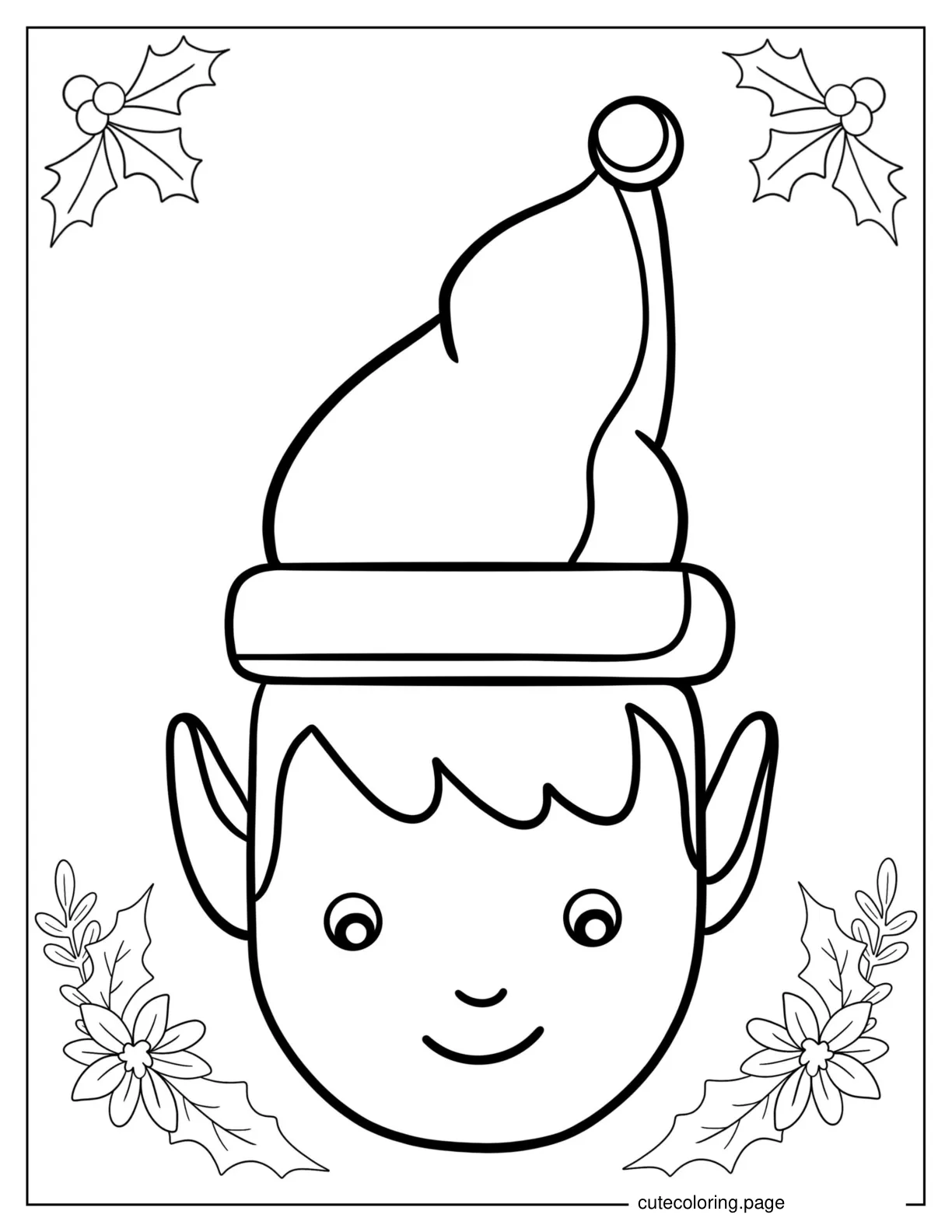 Elf Face Coloring Sheet For Kids coloring page