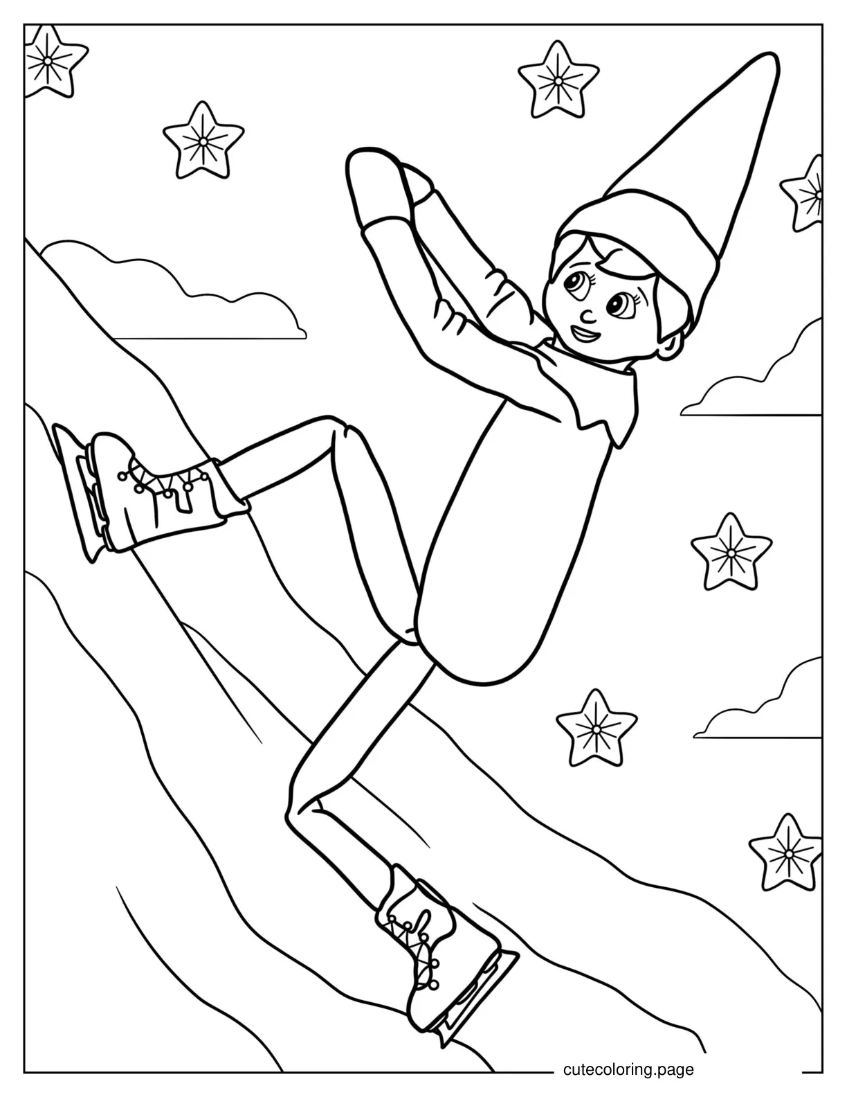 Elf On The Shelf Ice Skating To Color coloring page