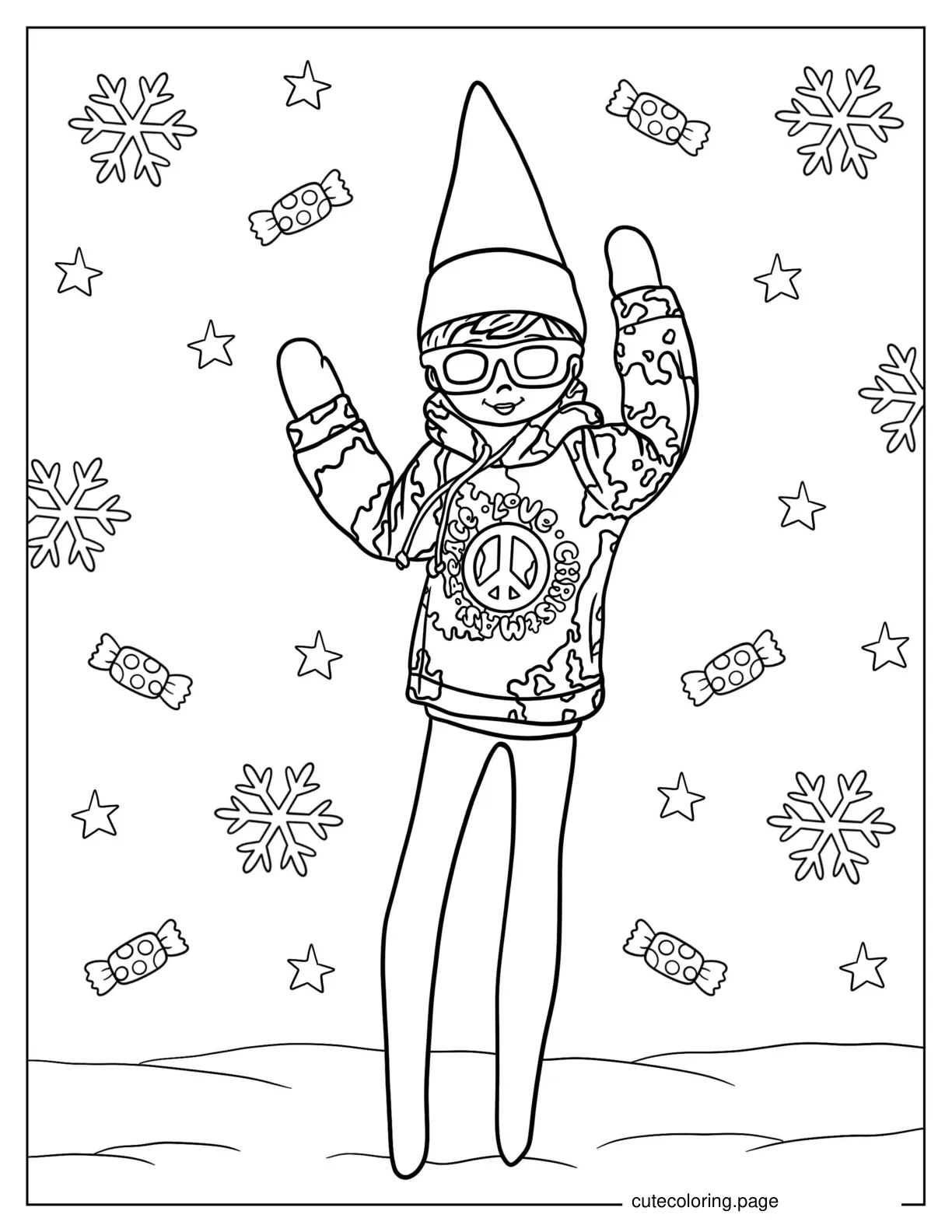 Groovy Looking Elf On The Shelf To Color coloring page