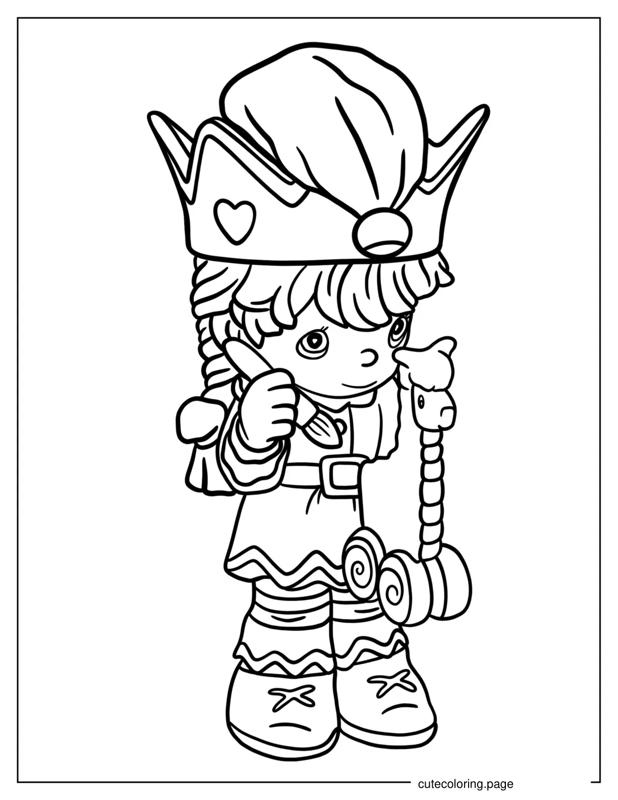 Kawaii Themed Elf Making Toys To Color coloring page