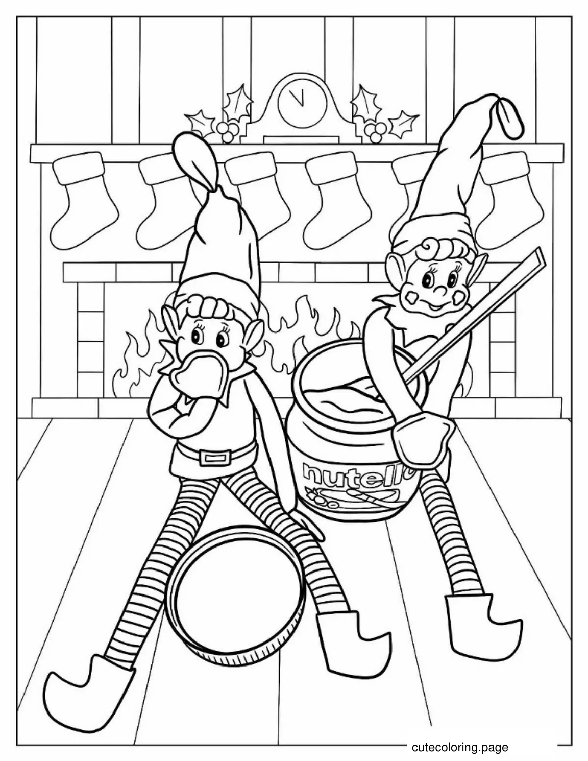 Naughty Elf On The Shelf Eating Nutella 1 coloring page