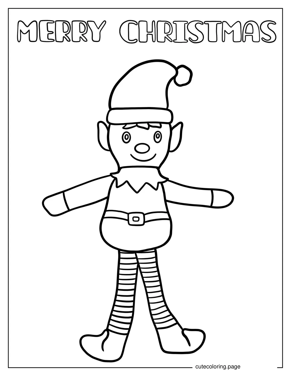 Simple Outline Of a Christmas Elf For Preschoolers coloring page