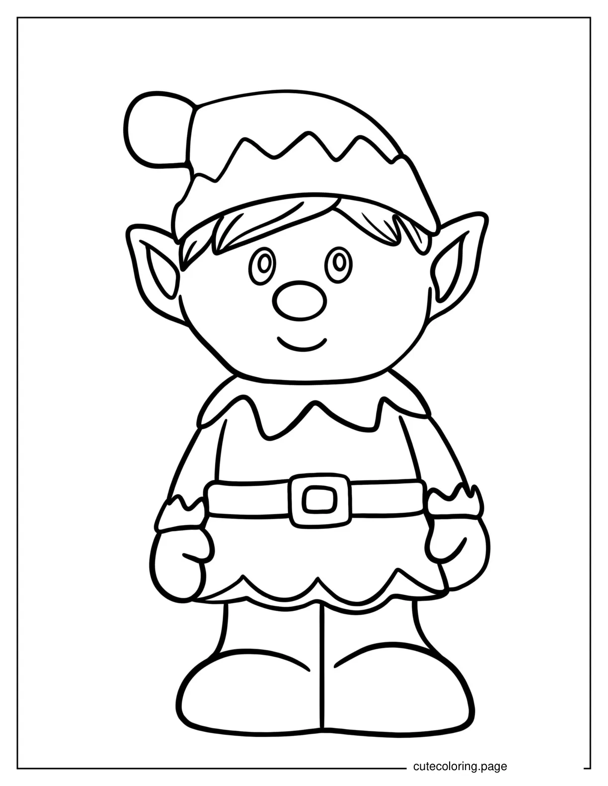 Simple To Color Christmas Elf For Preschoolers coloring page