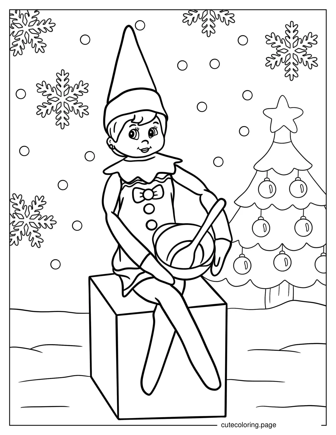 Christmas Themed Elf On The Shelf coloring page