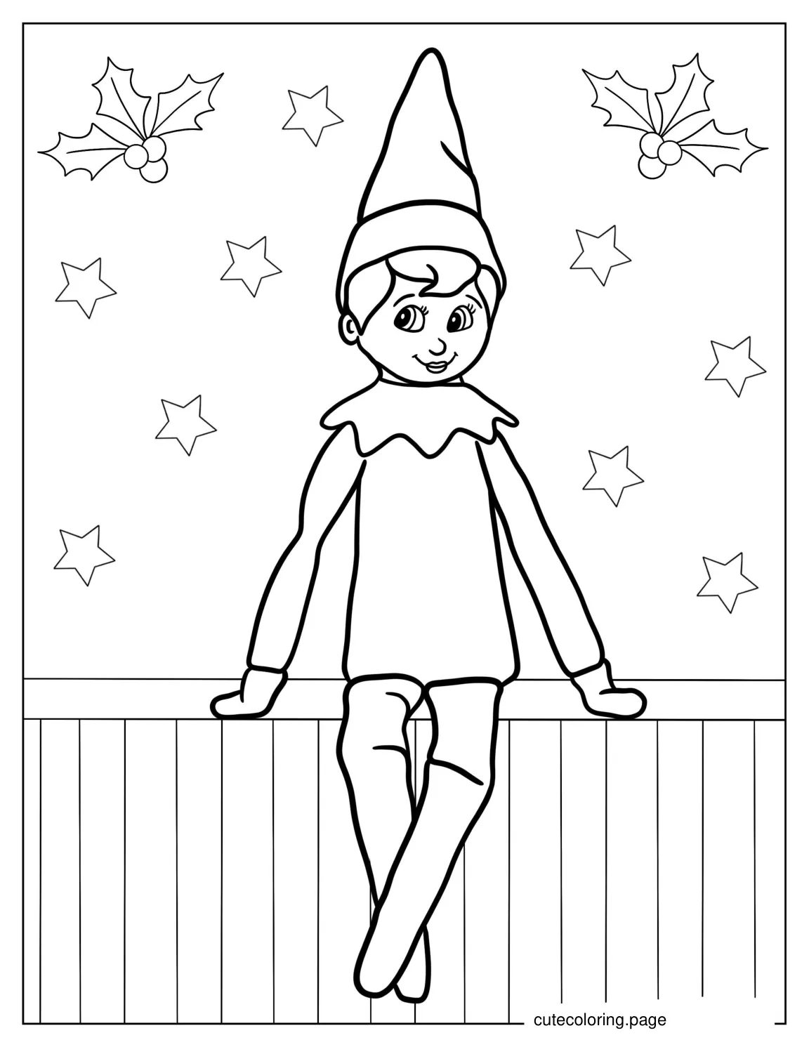 Coloring Page Of An Elf On The Shelf With Mistletoes coloring page