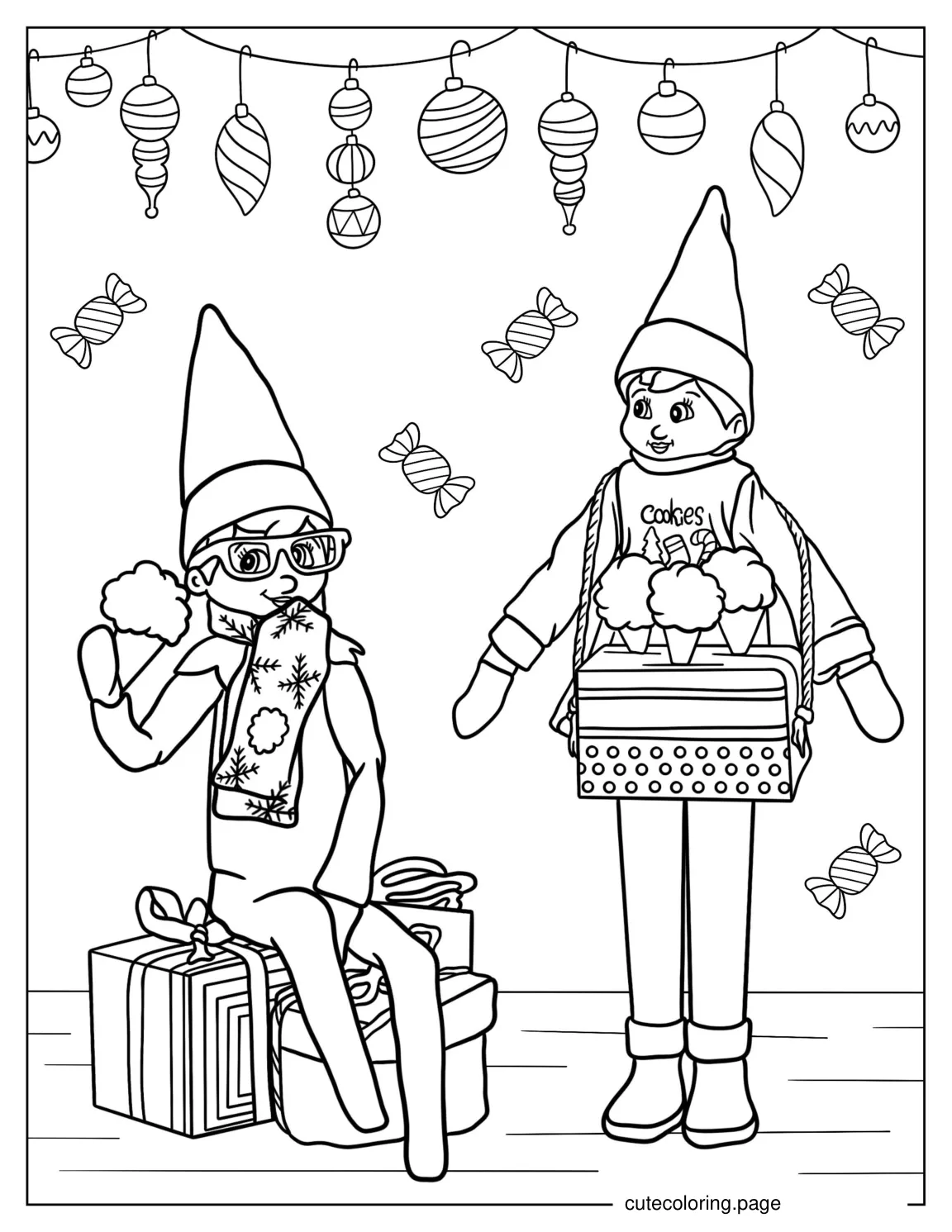 Coloring Sheet Of Elf On The Shelf Characters coloring page