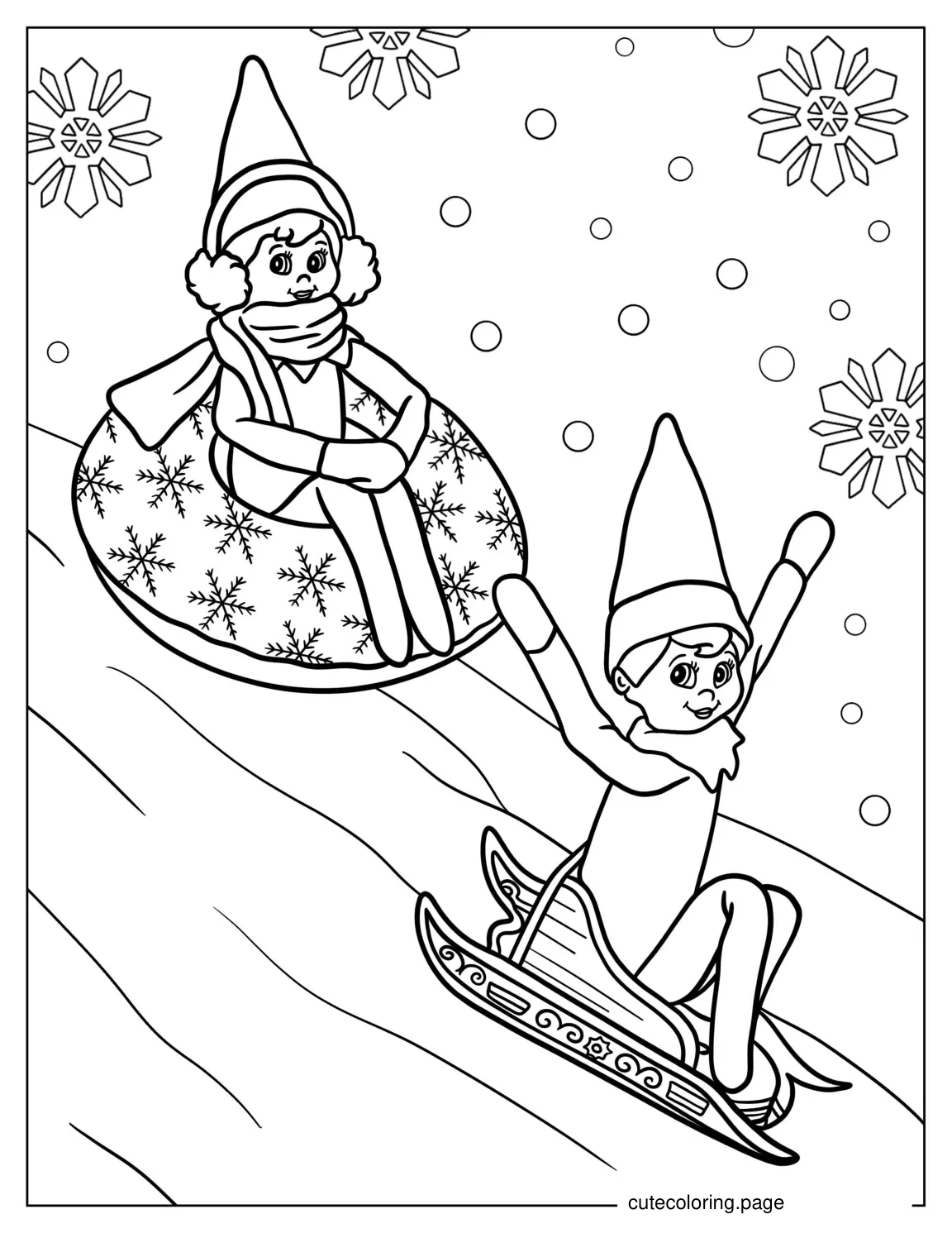 Elf On The Shelf Sleighing In The Snow coloring page