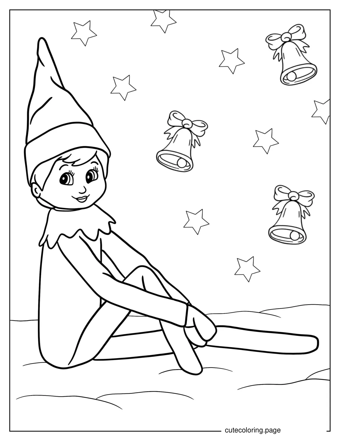 Elf On The Shelf With Bells To Color coloring page