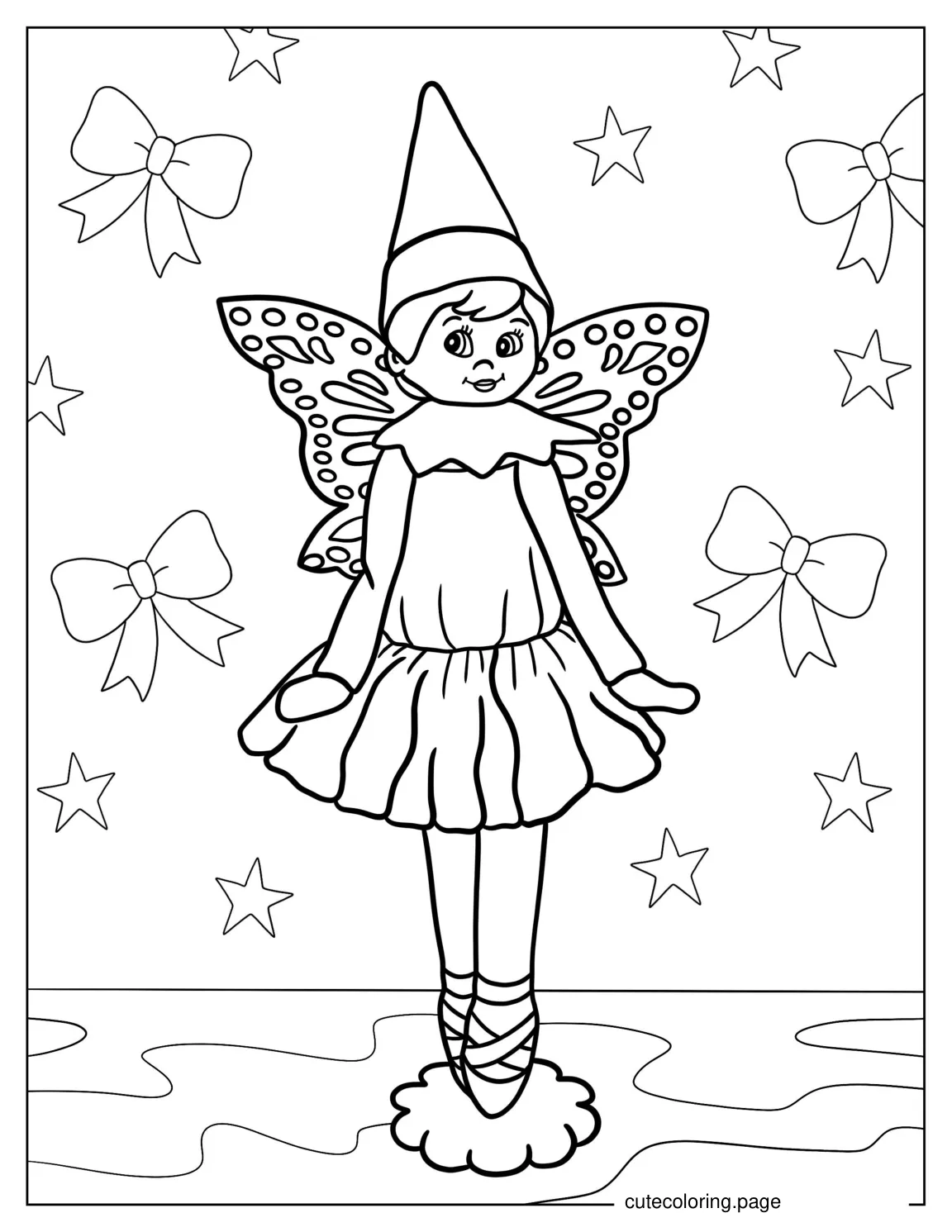 Girl Fairy Elf On The Shelf To Color coloring page