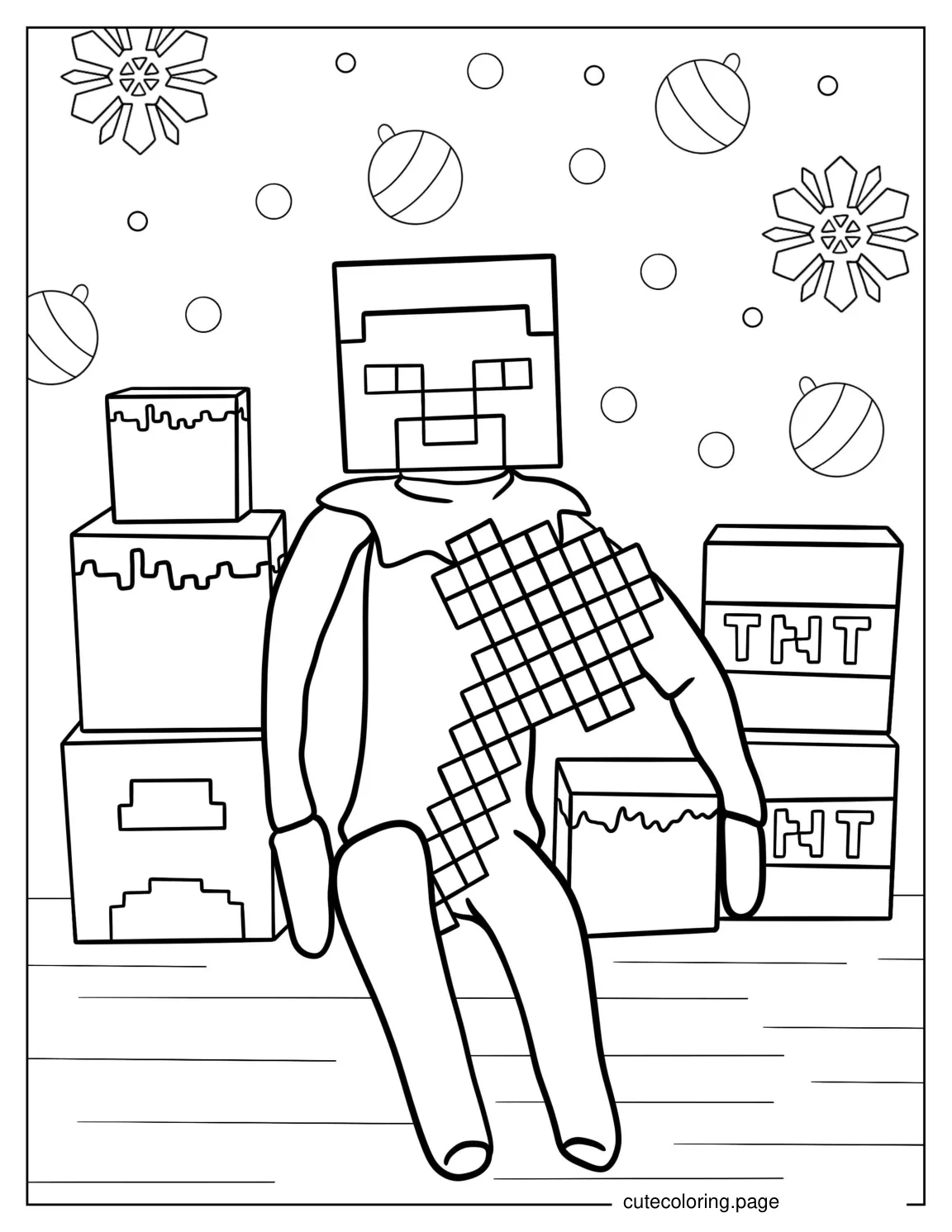 Minecraft Themed Elf On The Shelf Coloring Sheet coloring page