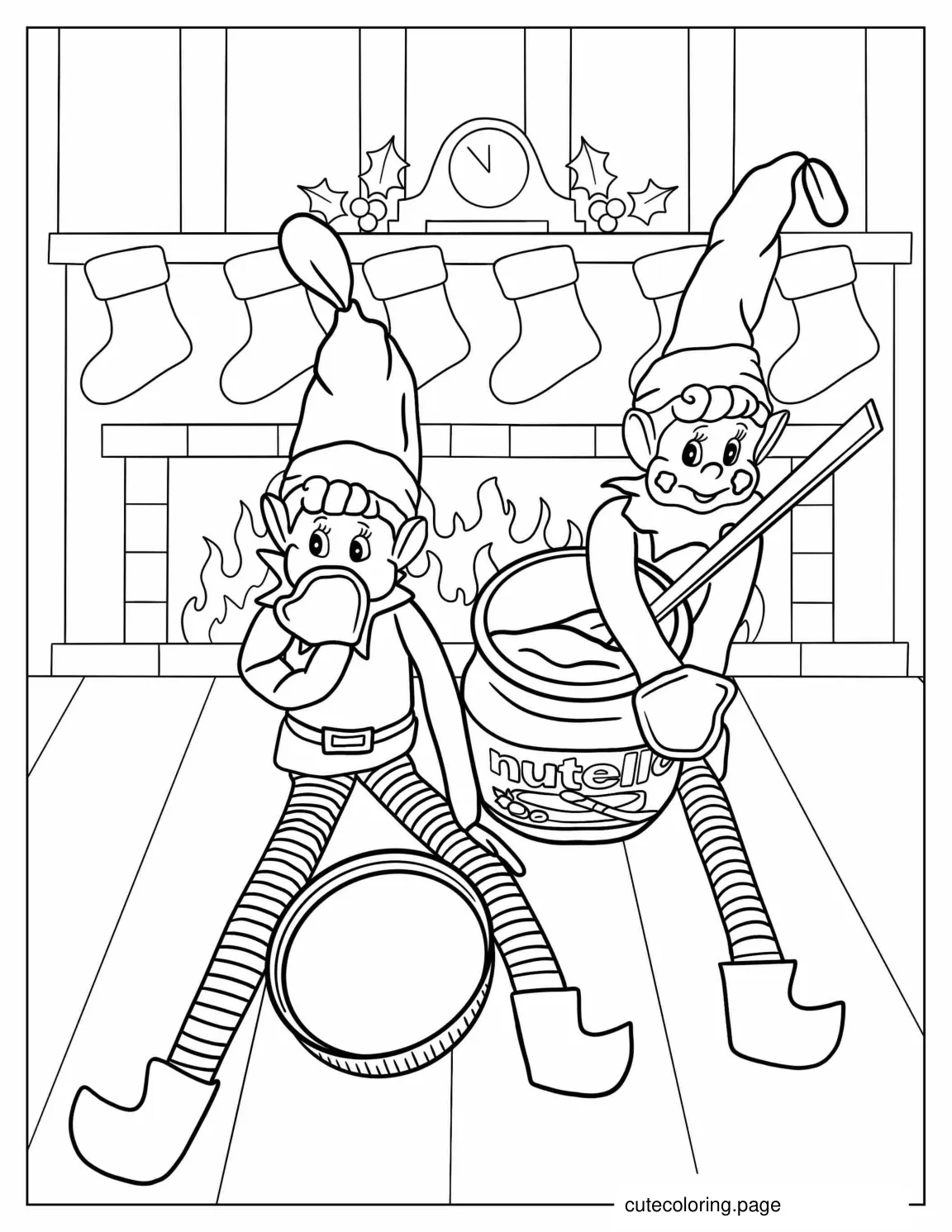 Naughty Elf On The Shelf Eating Nutella coloring page