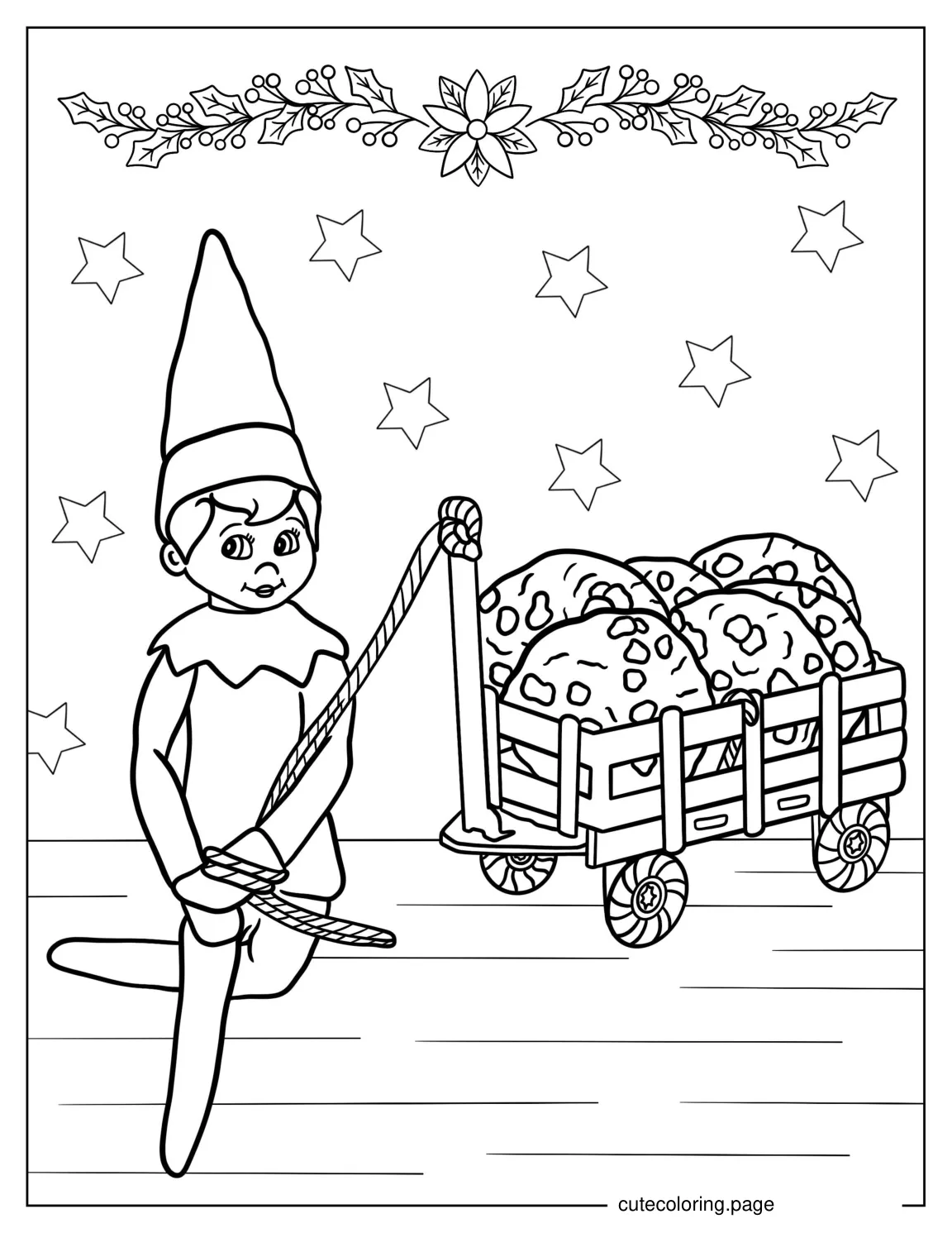 Naughty Elf On The Shelf Taking Cookies coloring page