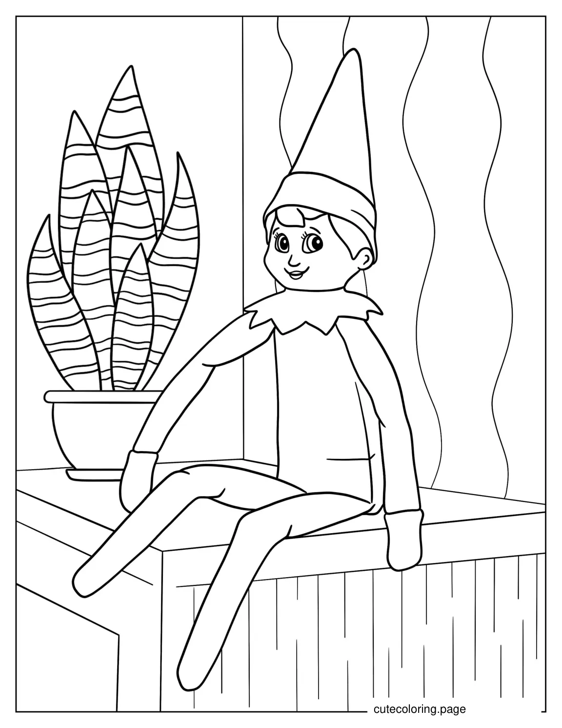 Simple Elf On The Shelf Coloring Sheet For Kids coloring page