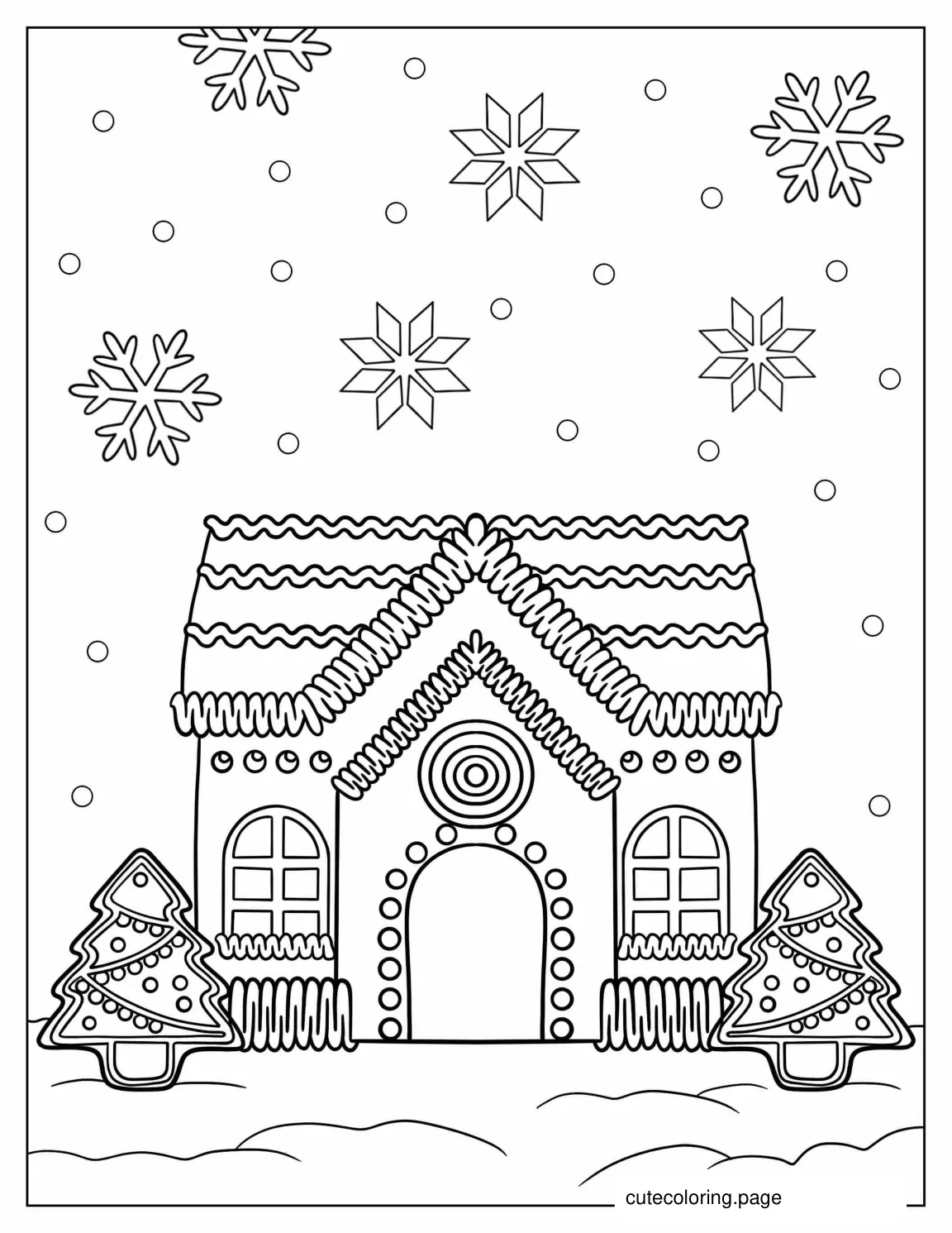 Aesthetic Gingerbread House Coloring Page coloring page