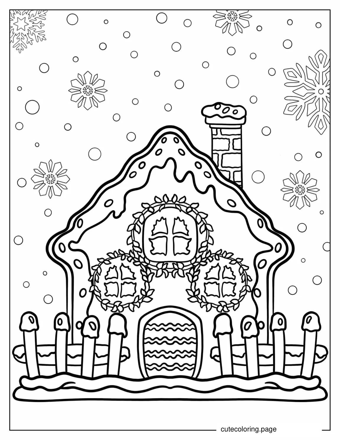 Christmas Themed Gingerbread House coloring page