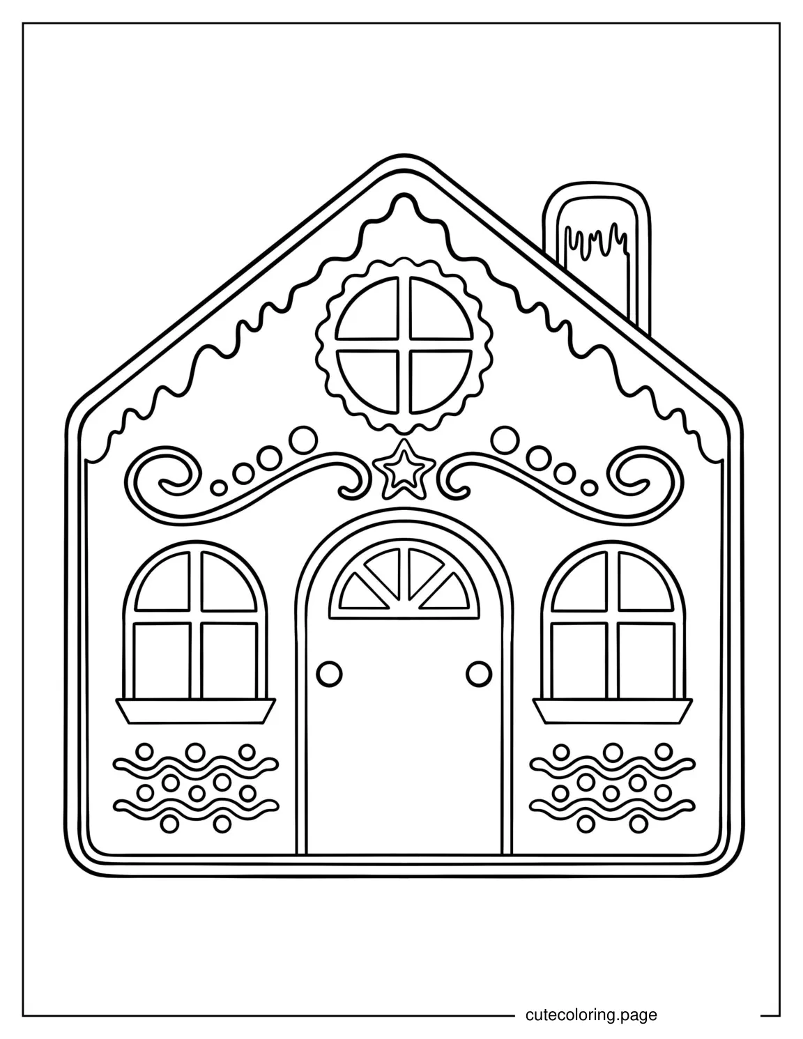 Easy Outline Of a Gingerbread House To Color coloring page