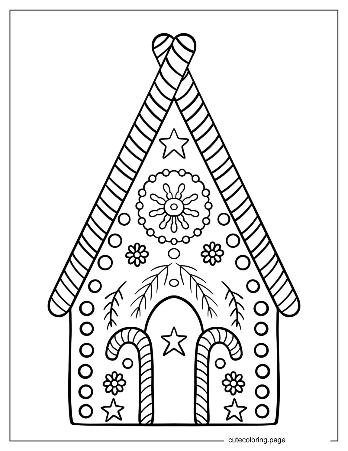 Large Gingerbread House To Color For Kids coloring page