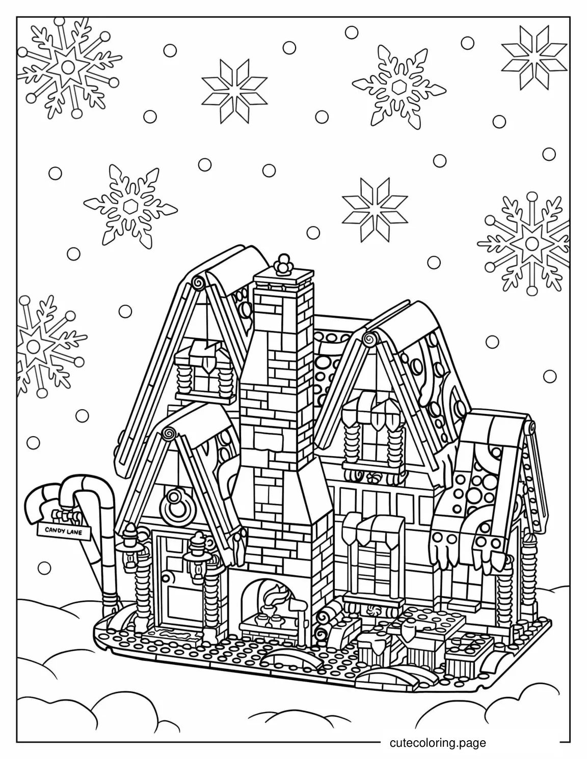 Lego Gingerbread House Coloring Page coloring page