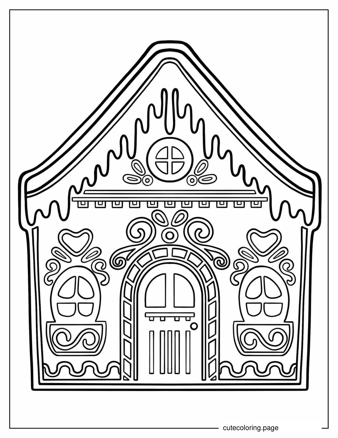 Simple Gingerbread House Coloring Page For Kids coloring page