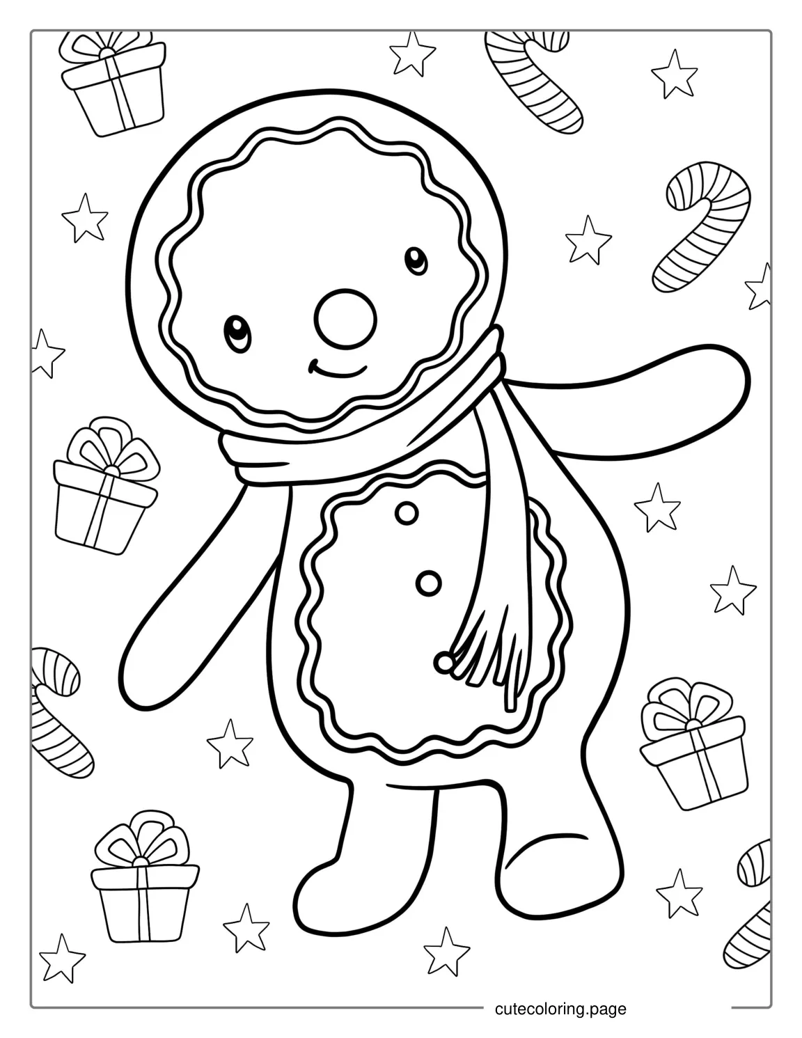 Christmas Gingerbread Man In Winter To Color coloring page