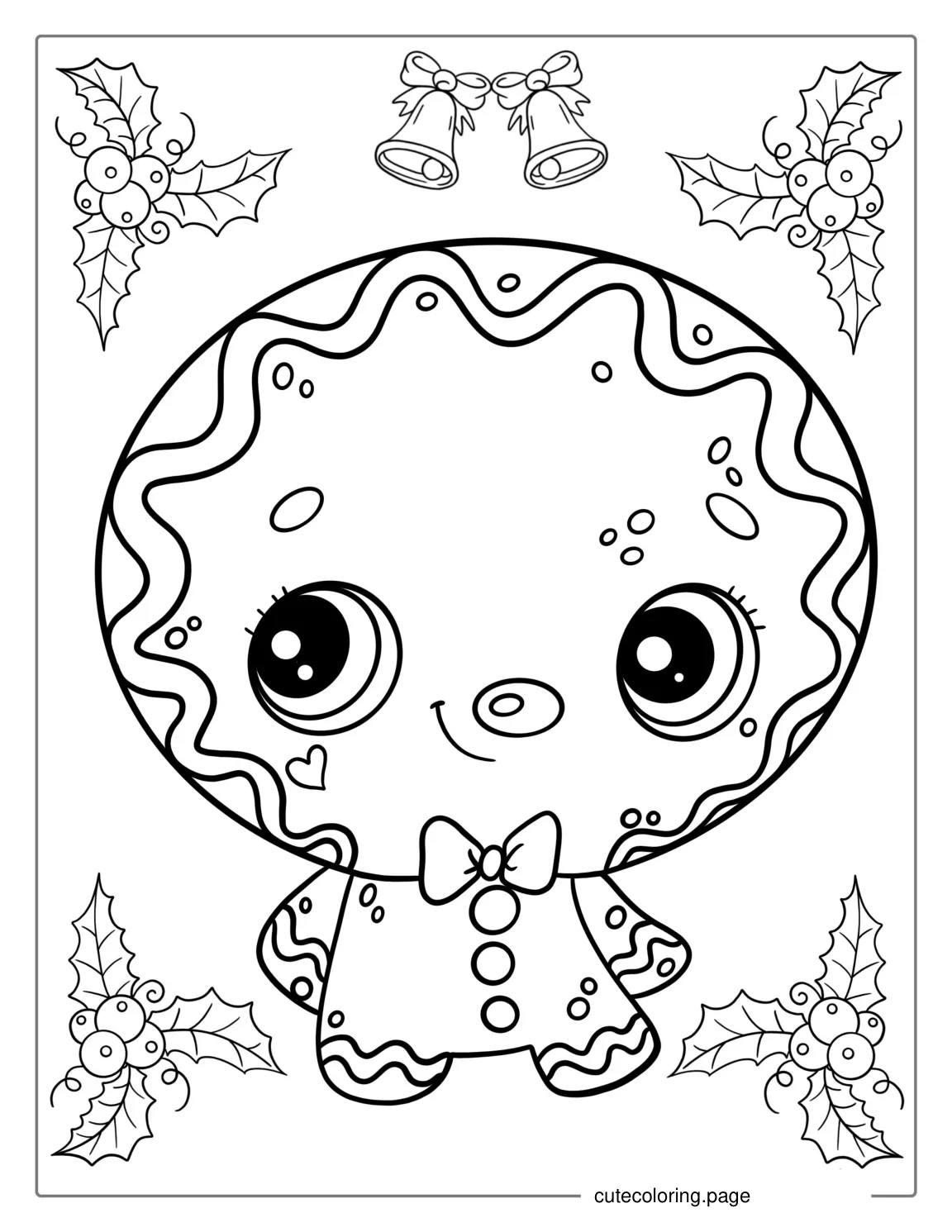 Cute Kawaii Gingerbread Man Coloring Page coloring page