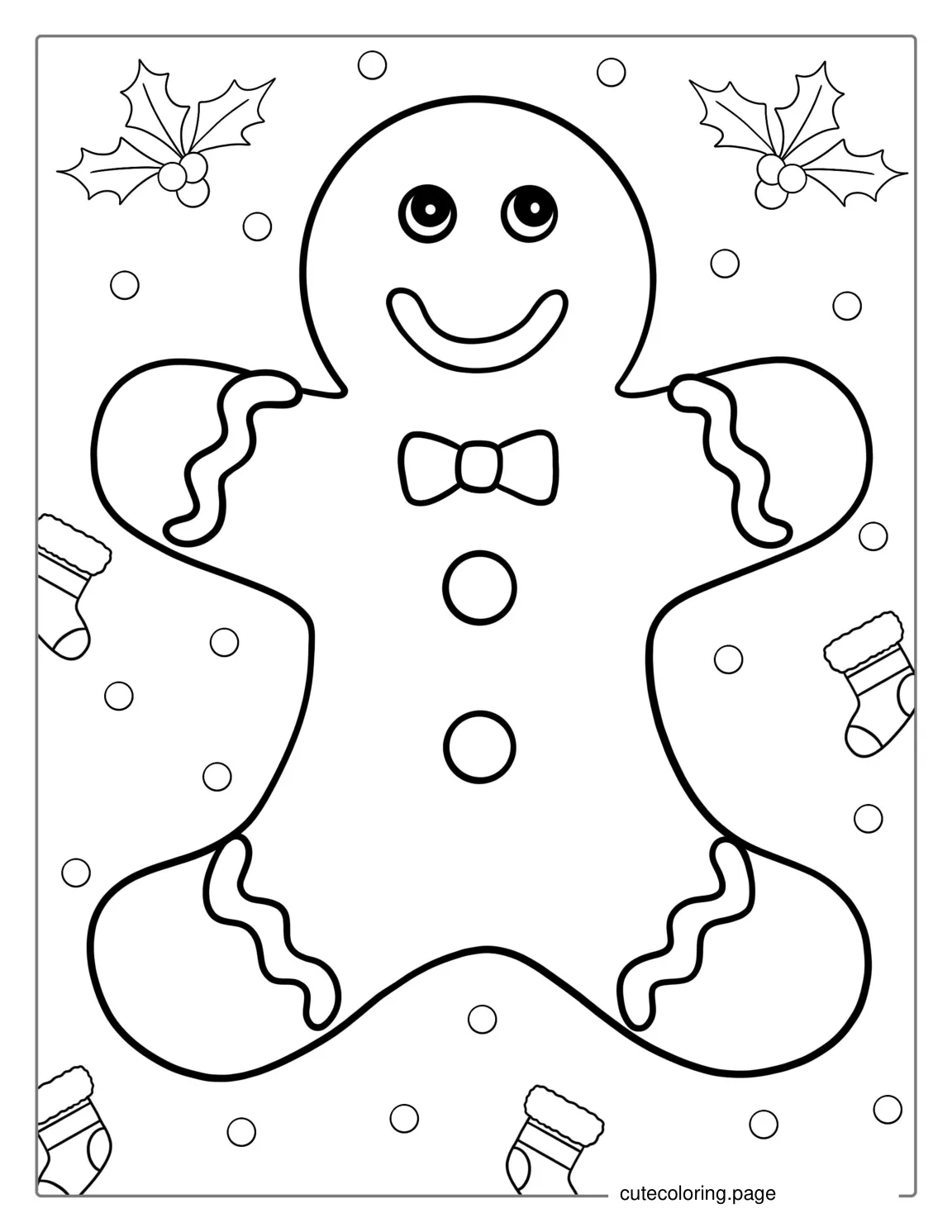 Easy Gingerbread Man With Gum Drop Buttons To Color coloring page