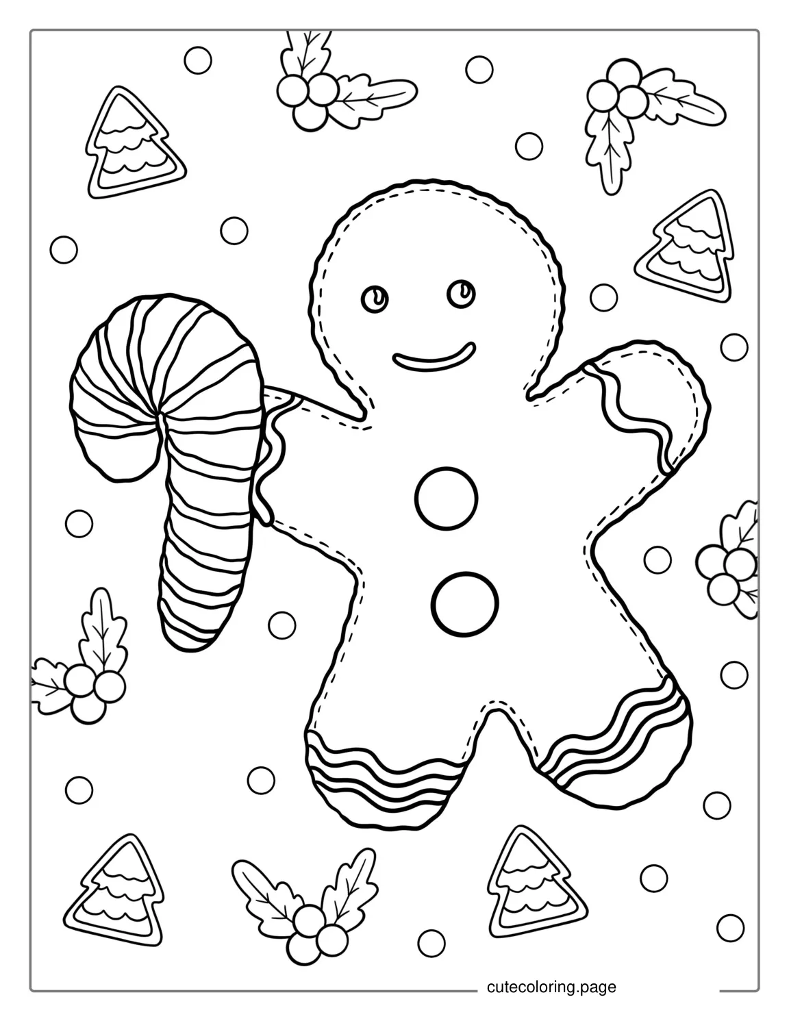 Easy To Color Gingerbread Man For Kids coloring page