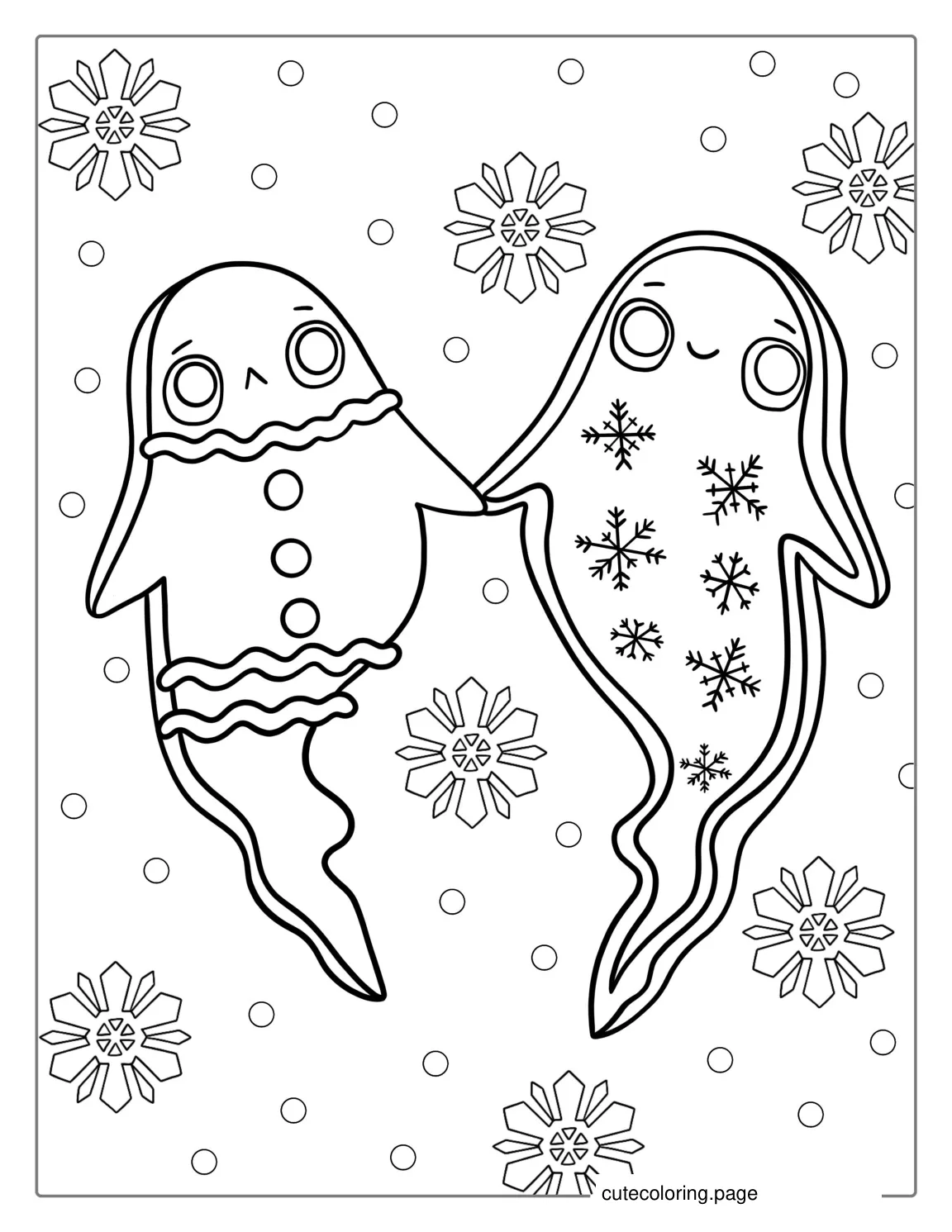 Ghost Halloween Gingerbread Man To Color coloring page