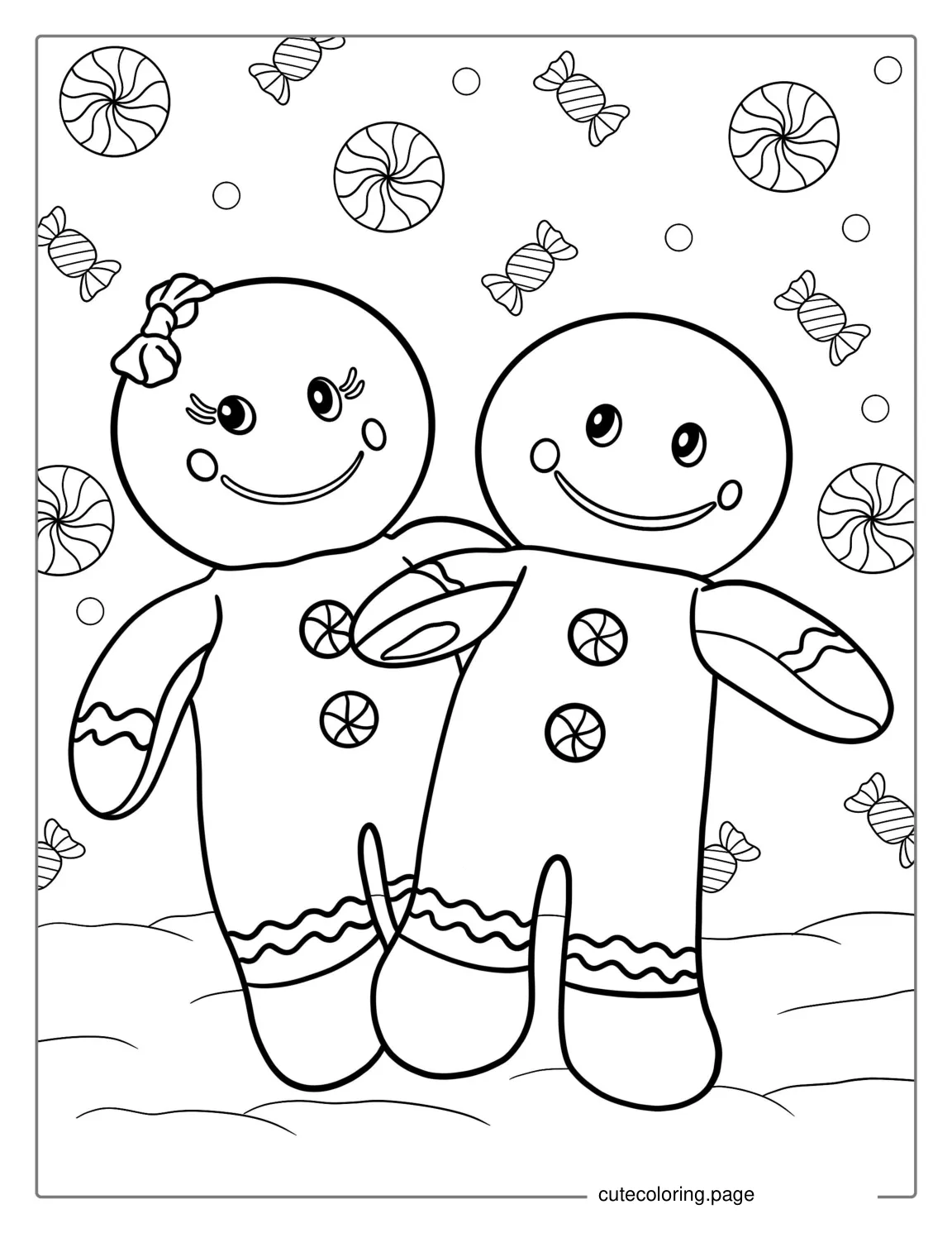 Gingerbread Man And Lady Coloring Sheet coloring page